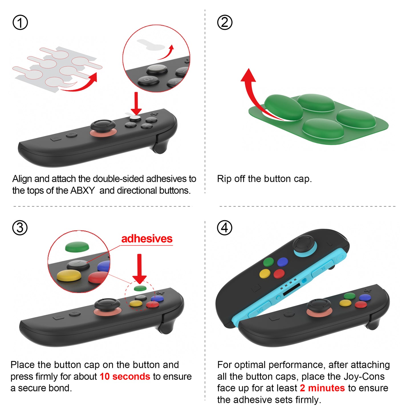 PlayVital Nintendo Switch 2(2025)対応 シリコンボタンカバー&親指グリップセット Joycon2対応 ABXY・方向ボタン用カラフルキャップ8個&ジョイスティックカバー4個セット【ホワイト+イエロー+ピンク+抹茶グリーン】