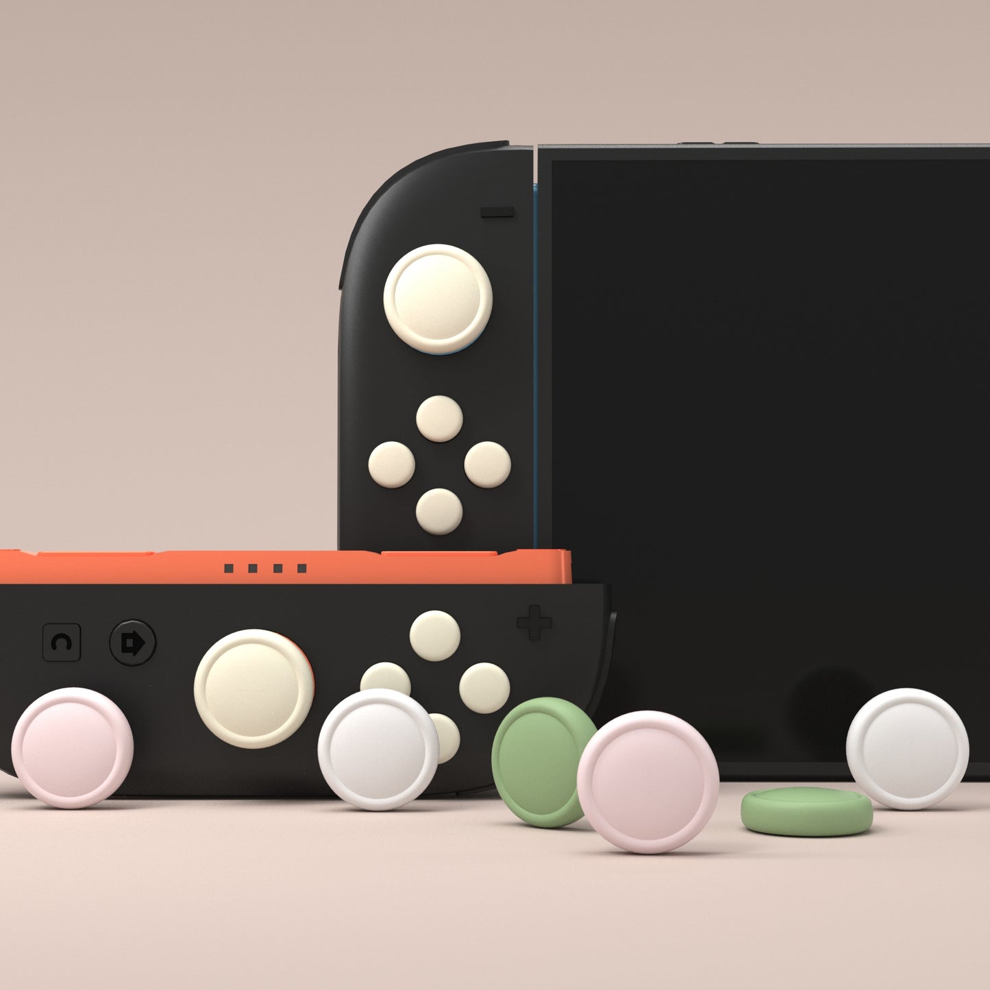 PlayVital Nintendo Switch 2(2025)対応 シリコンボタンカバー&親指グリップセット Joycon2対応 ABXY・方向ボタン用カラフルキャップ8個&ジョイスティックカバー4個セット【ホワイト+イエロー+ピンク+抹茶グリーン】