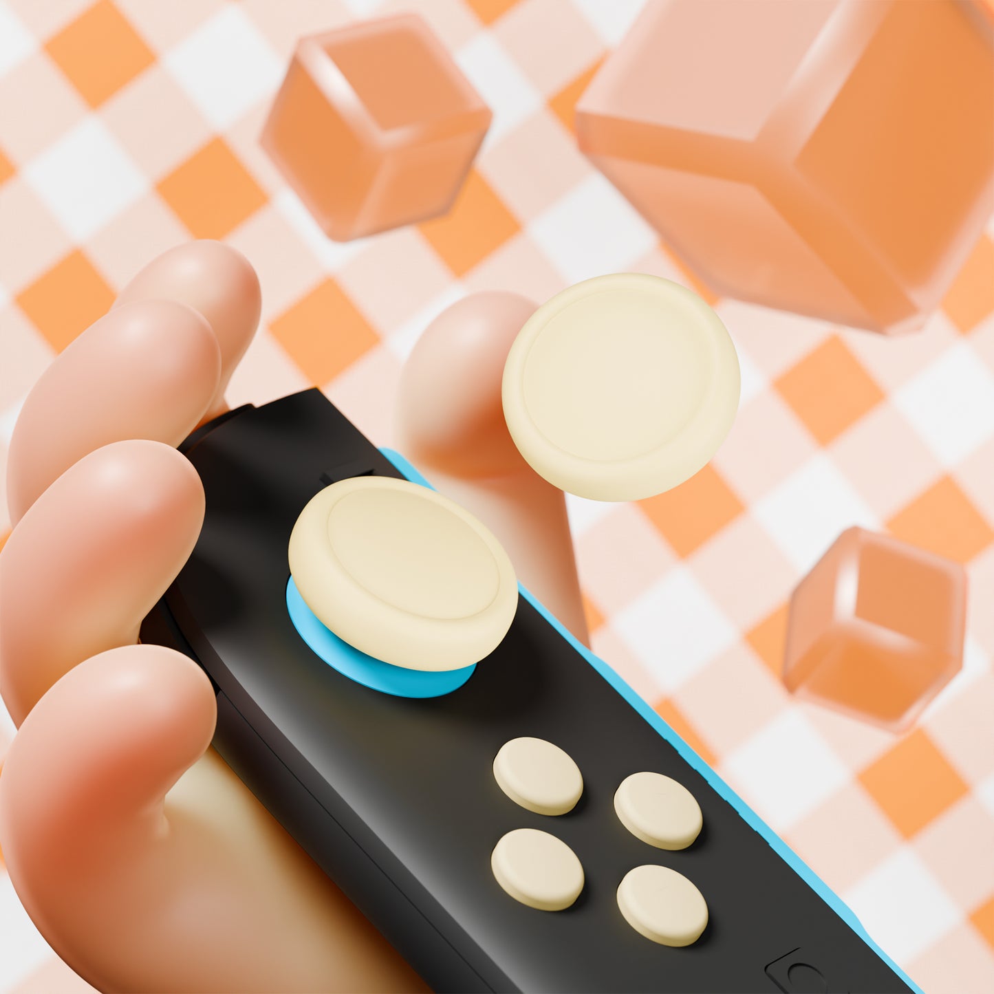 PlayVital Nintendo Switch 2(2025)対応 シリコンボタンカバー&親指グリップセット Joycon2対応 ABXY・方向ボタン用カラフルキャップ&ジョイスティックカバーセット【アンティークイエロー】