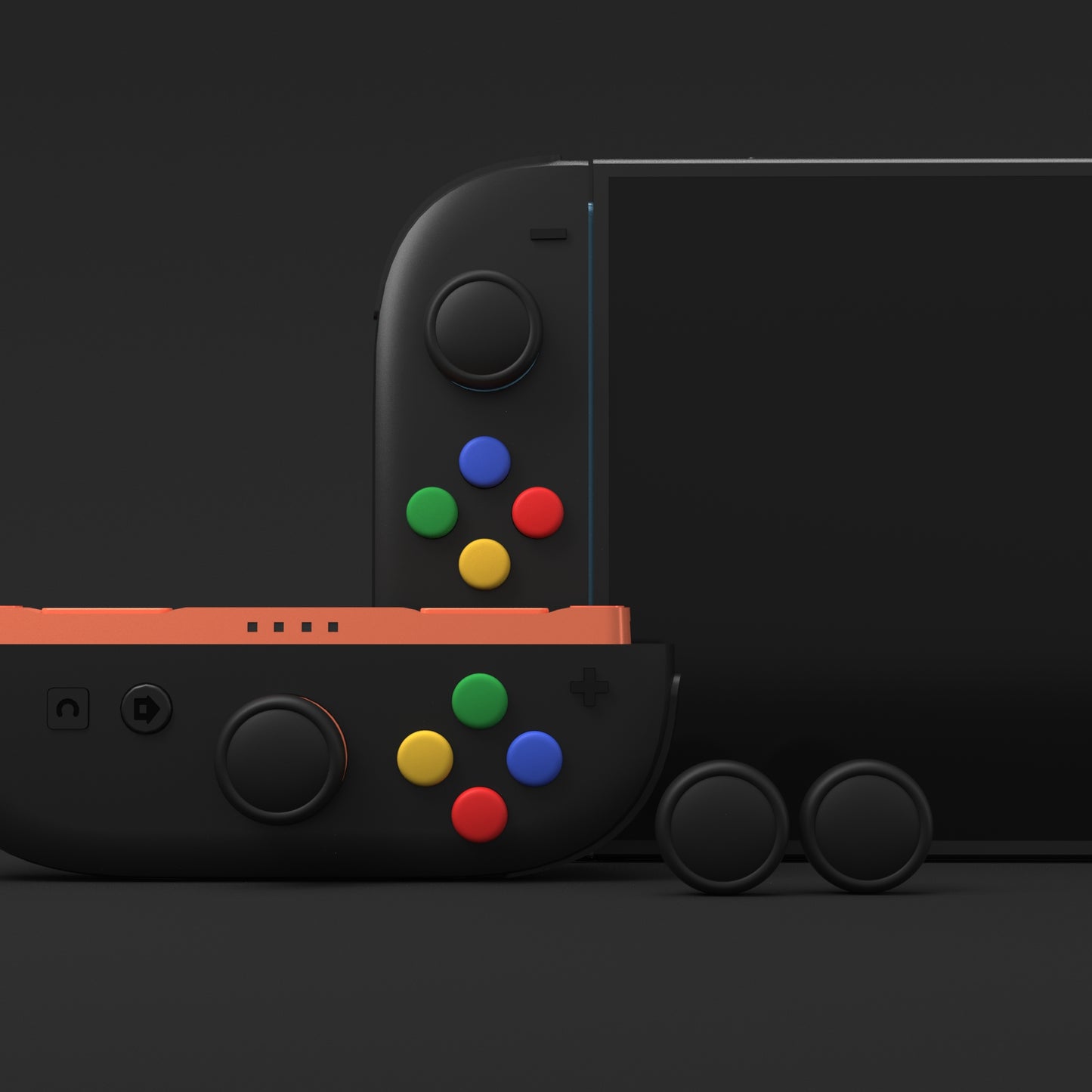PlayVital Nintendo Switch 2(2025)対応 シリコン製赤黄青緑ボタンカバー&ブラック親指グリップキャップセット Joycon2対応 ABXY&方向ボタン用キャップ