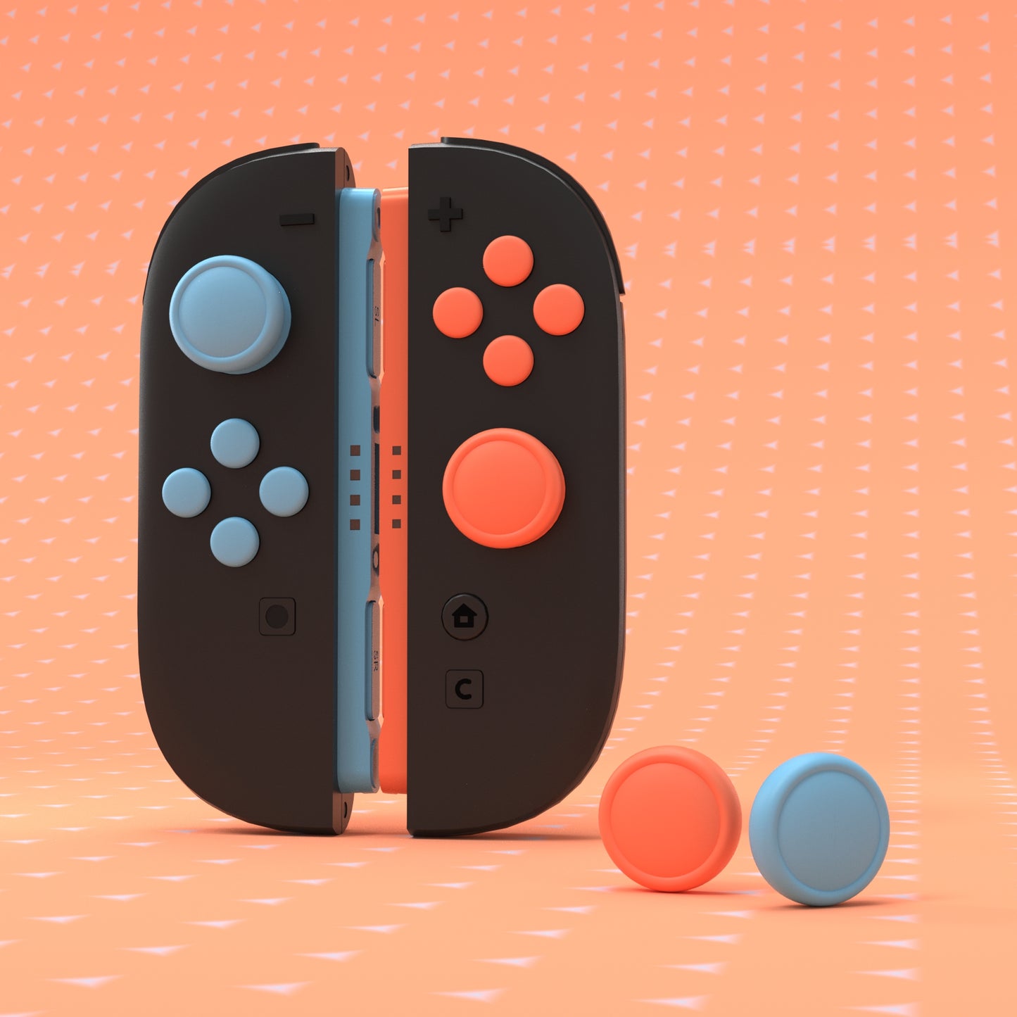 PlayVital Nintendo Switch 2(2025)対応 シリコンボタンカバー&親指グリップセット Joycon2対応 ABXY・方向ボタン用カラフルキャップ&ジョイスティックカバーセット【ブルー & オレンジ】