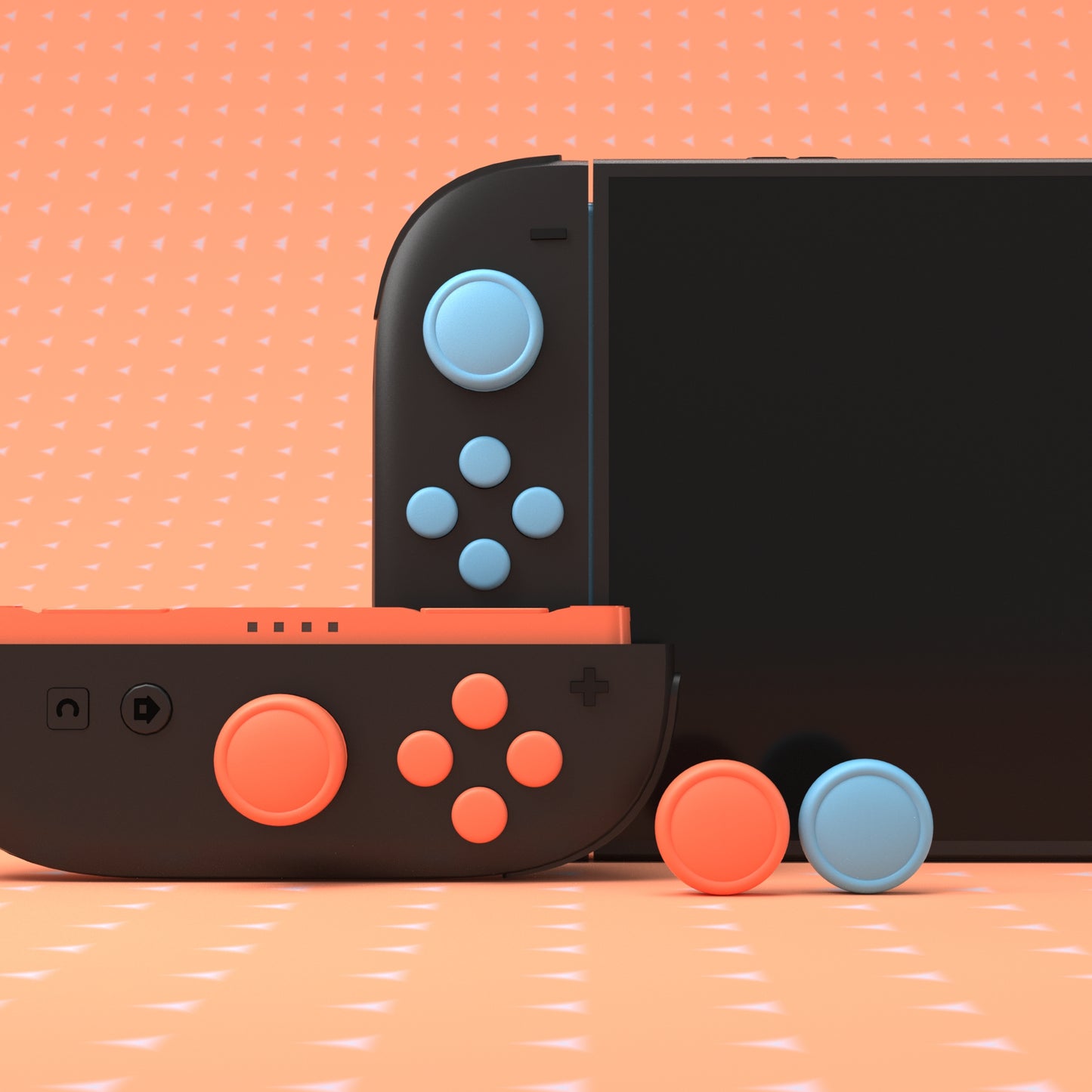 PlayVital Nintendo Switch 2(2025)対応 シリコンボタンカバー&親指グリップセット Joycon2対応 ABXY・方向ボタン用カラフルキャップ&ジョイスティックカバーセット【ブルー & オレンジ】
