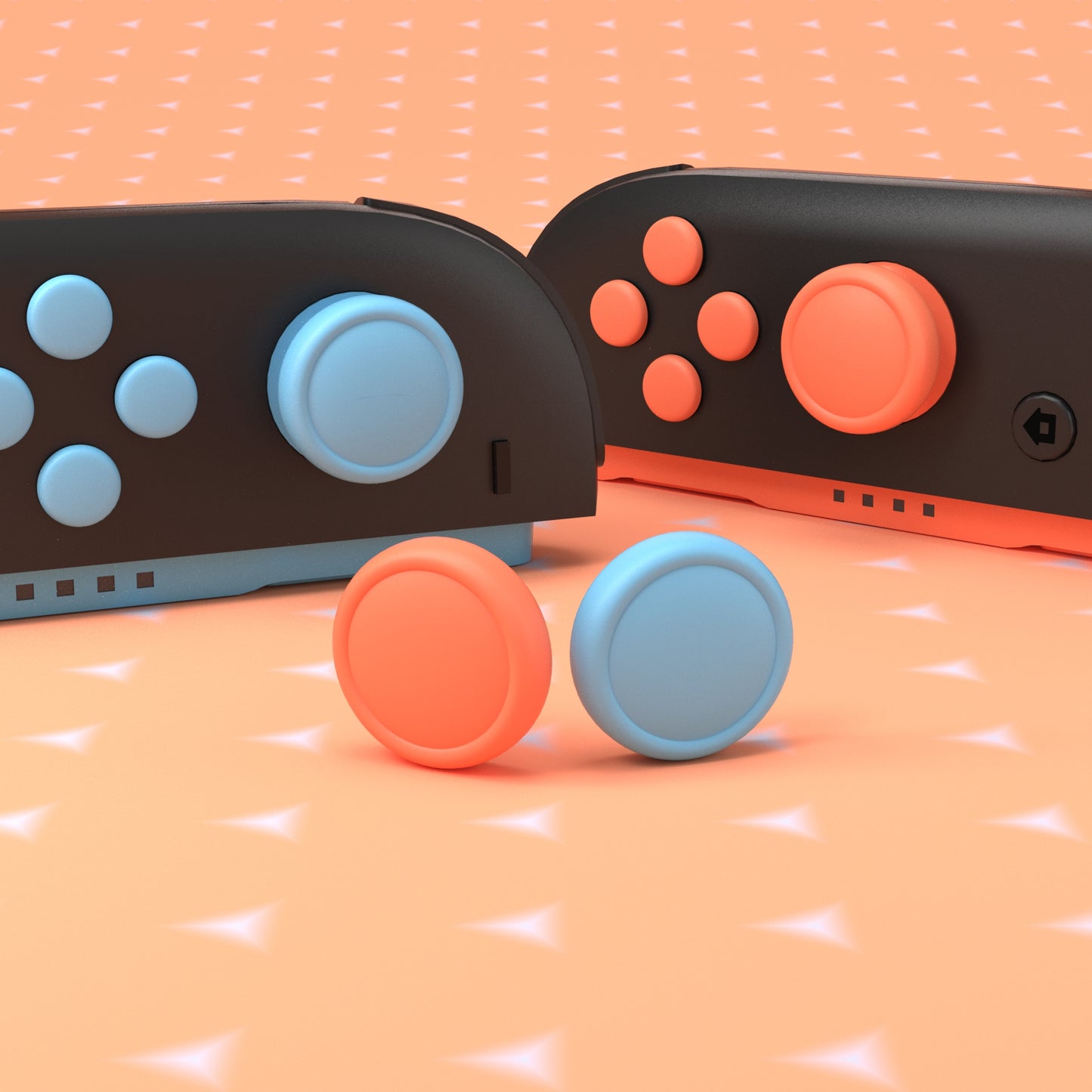 PlayVital Nintendo Switch 2(2025)対応 シリコンボタンカバー&親指グリップセット Joycon2対応 ABXY・方向ボタン用カラフルキャップ&ジョイスティックカバーセット【ブルー & オレンジ】