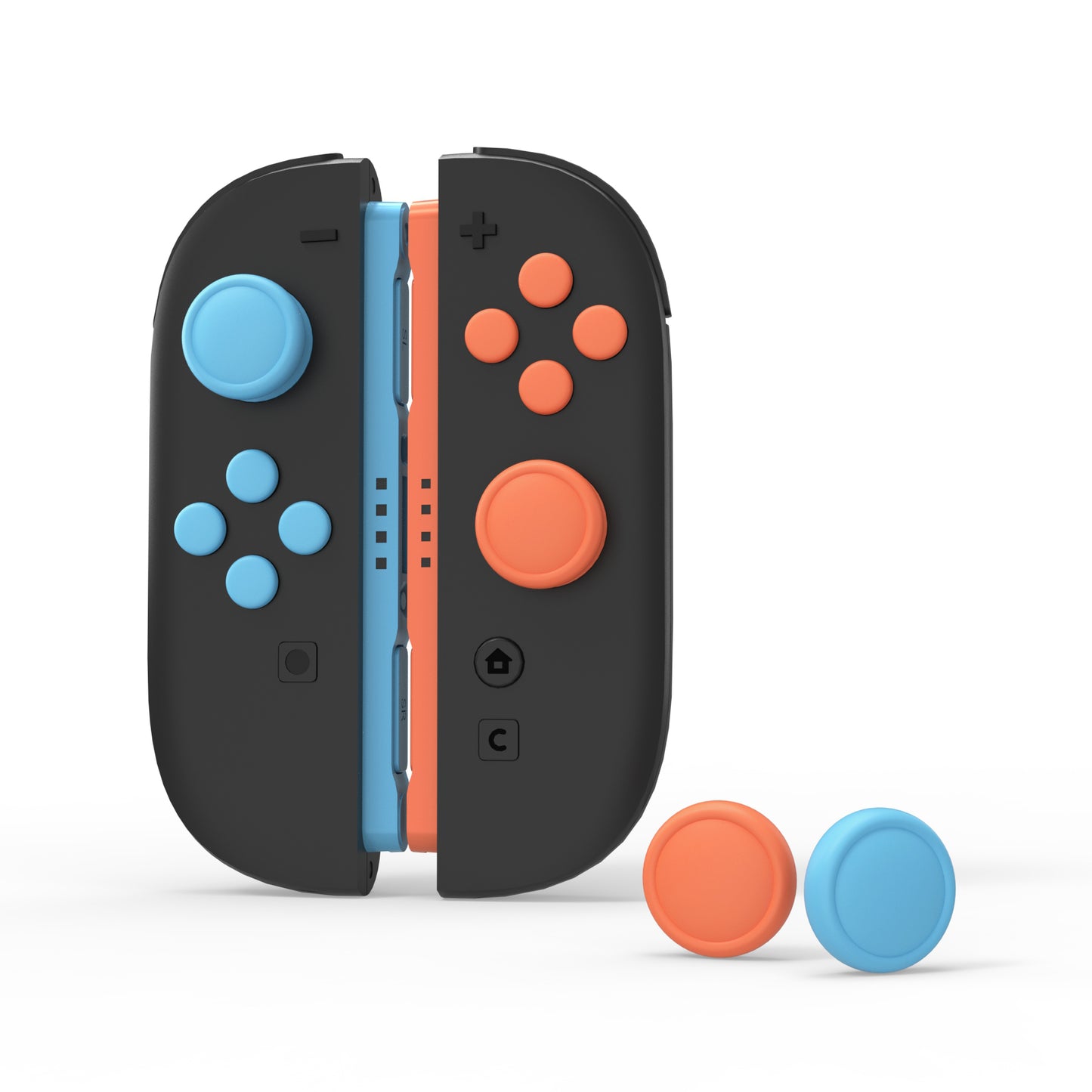 PlayVital Nintendo Switch 2(2025)対応 シリコンボタンカバー&親指グリップセット Joycon2対応 ABXY・方向ボタン用カラフルキャップ&ジョイスティックカバーセット【ブルー & オレンジ】