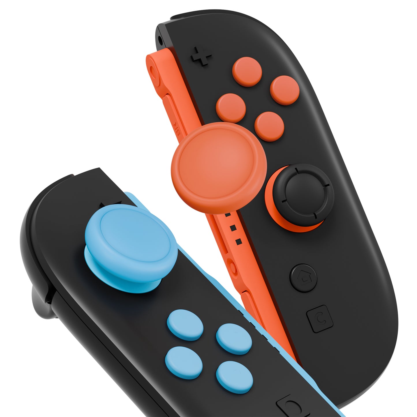 PlayVital Nintendo Switch 2(2025)対応 シリコンボタンカバー&親指グリップセット Joycon2対応 ABXY・方向ボタン用カラフルキャップ&ジョイスティックカバーセット【ブルー & オレンジ】