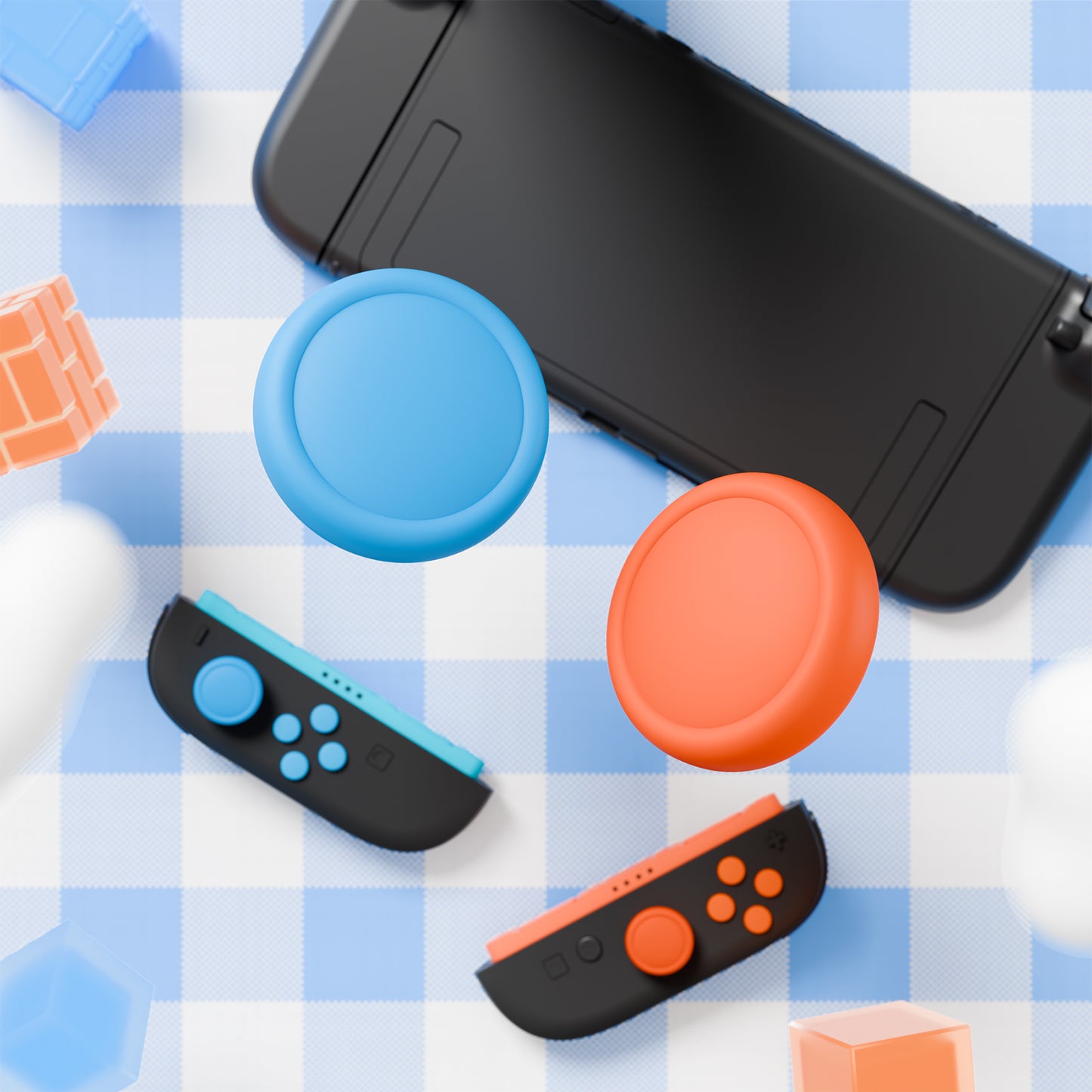 PlayVital Nintendo Switch 2(2025)対応 シリコンボタンカバー&親指グリップセット Joycon2対応 ABXY・方向ボタン用カラフルキャップ&ジョイスティックカバーセット【ブルー & オレンジ】