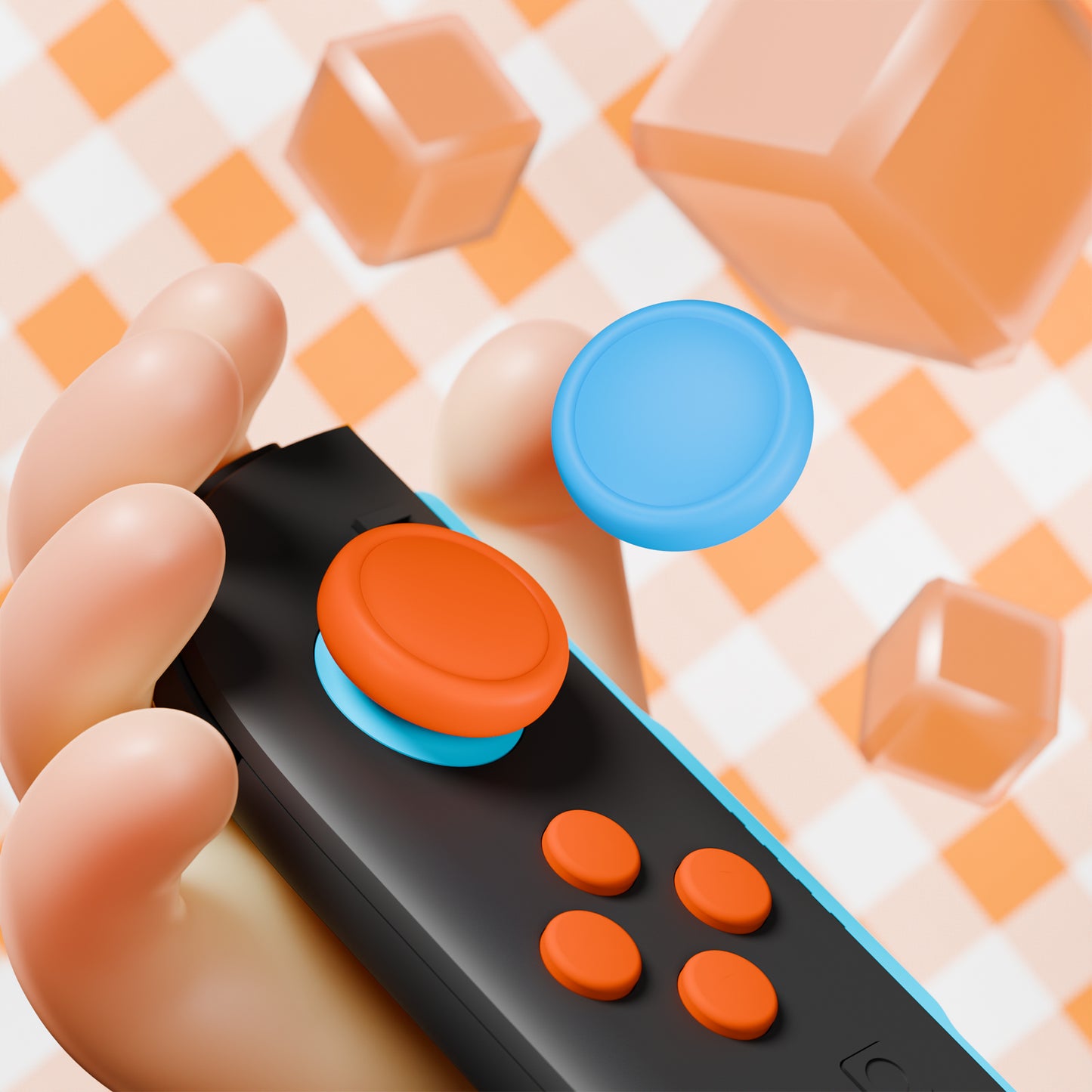 PlayVital Nintendo Switch 2(2025)対応 シリコンボタンカバー&親指グリップセット Joycon2対応 ABXY・方向ボタン用カラフルキャップ&ジョイスティックカバーセット【ブルー & オレンジ】