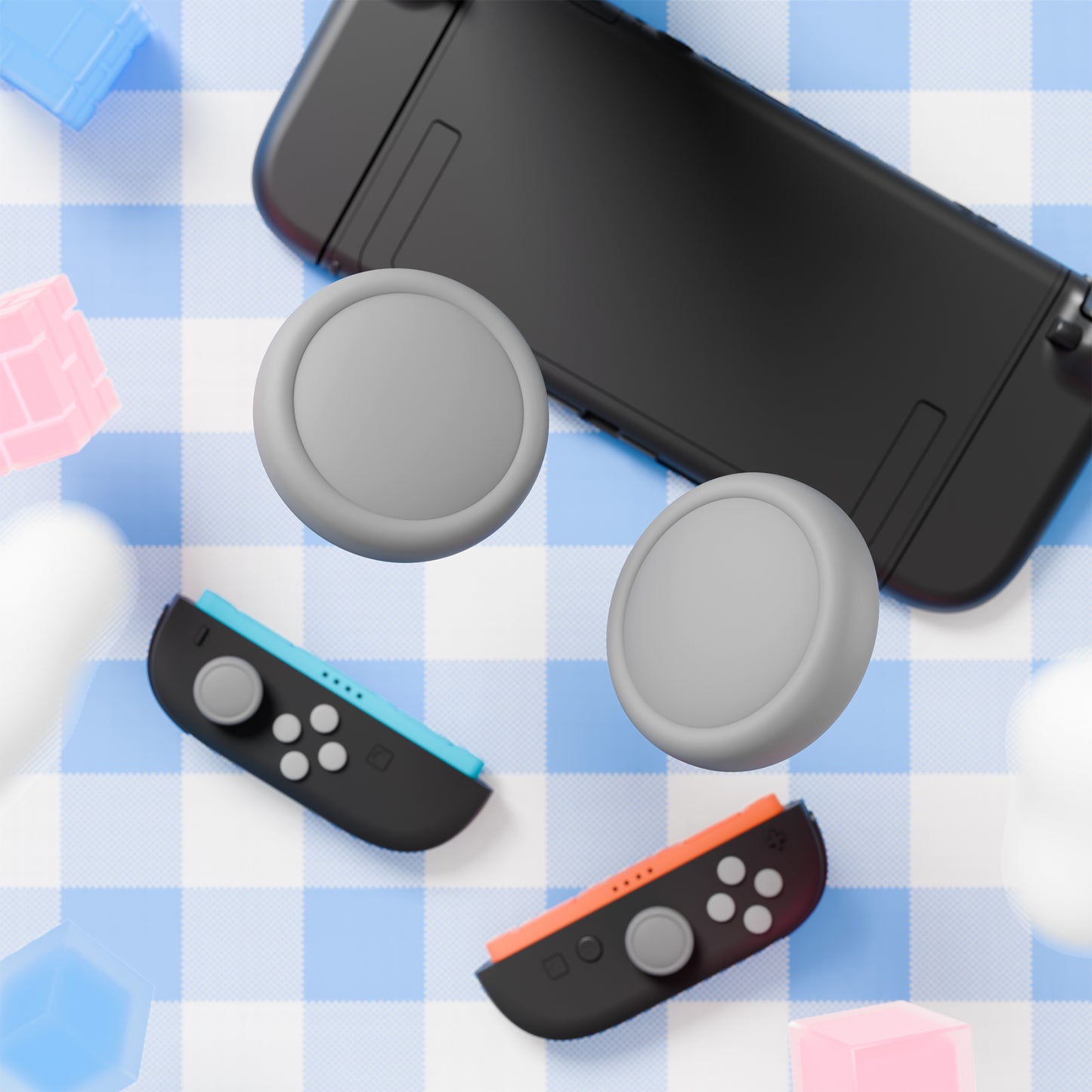 PlayVital Nintendo Switch 2(2025)対応 シリコンボタンカバー&親指グリップセット Joycon2対応 ABXY・方向ボタン用カラフルキャップ&ジョイスティックカバーセット【グレー】