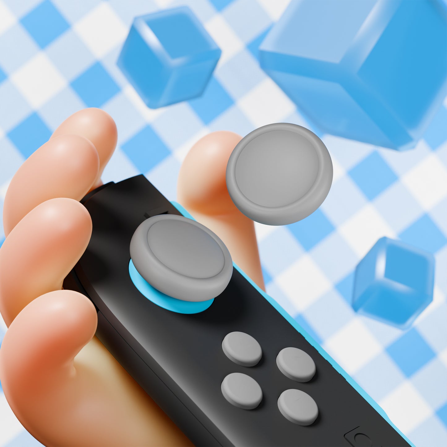 PlayVital Nintendo Switch 2(2025)対応 シリコンボタンカバー&親指グリップセット Joycon2対応 ABXY・方向ボタン用カラフルキャップ&ジョイスティックカバーセット【グレー】
