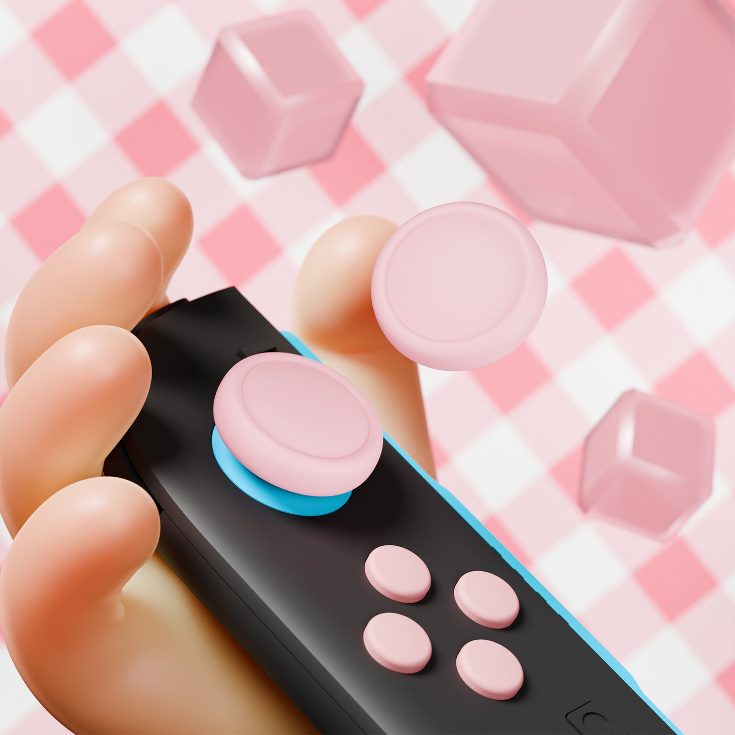 PlayVital Nintendo Switch 2(2025)対応 シリコンボタンカバー&親指グリップセット Joycon2対応 ABXY・方向ボタン用カラフルキャップ&ジョイスティックカバーセット【ピンク】