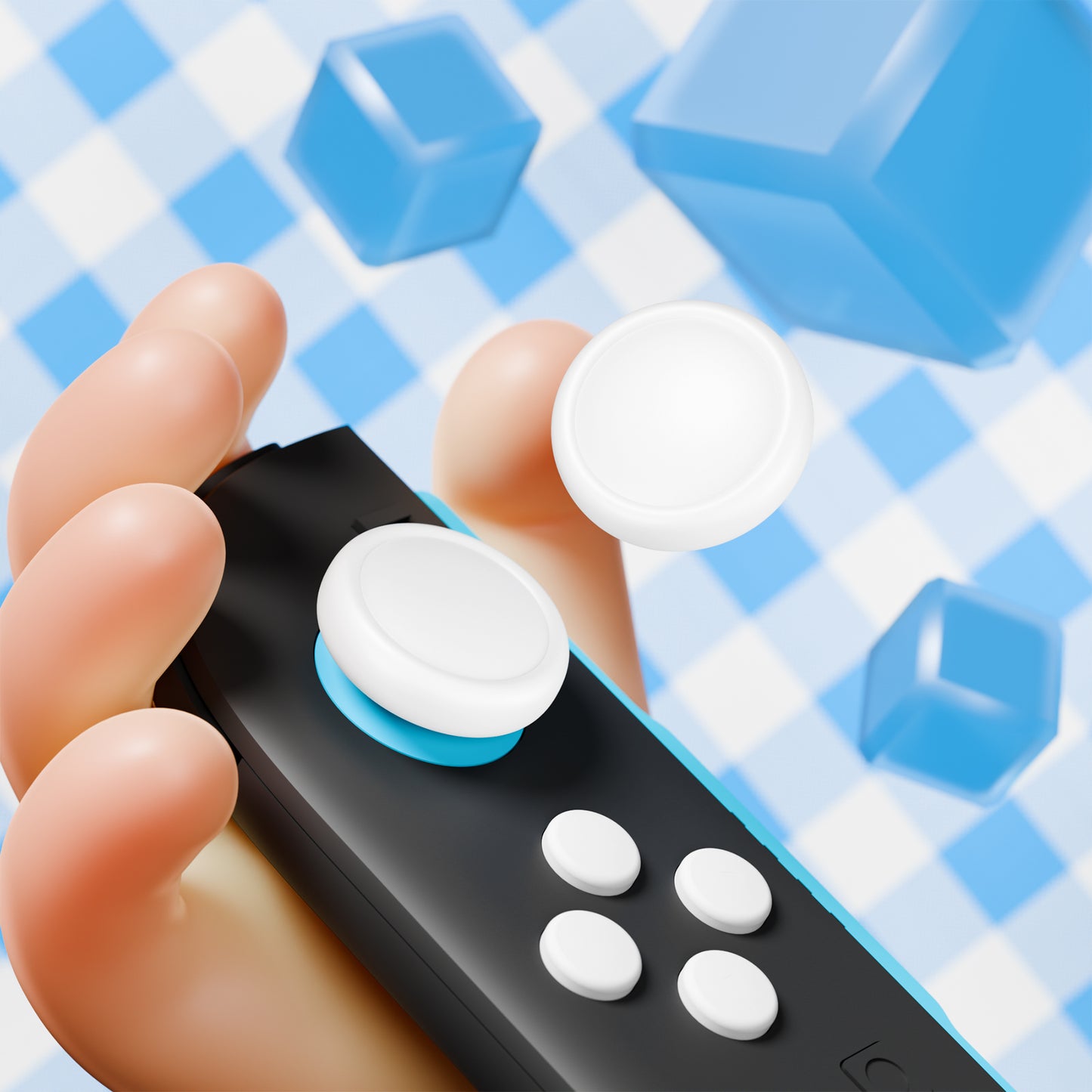 PlayVital Nintendo Switch 2(2025)対応 シリコンボタンカバー&親指グリップセット Joycon2対応 ABXY・方向ボタン用カラフルキャップ&ジョイスティックカバーセット【ホワイト】