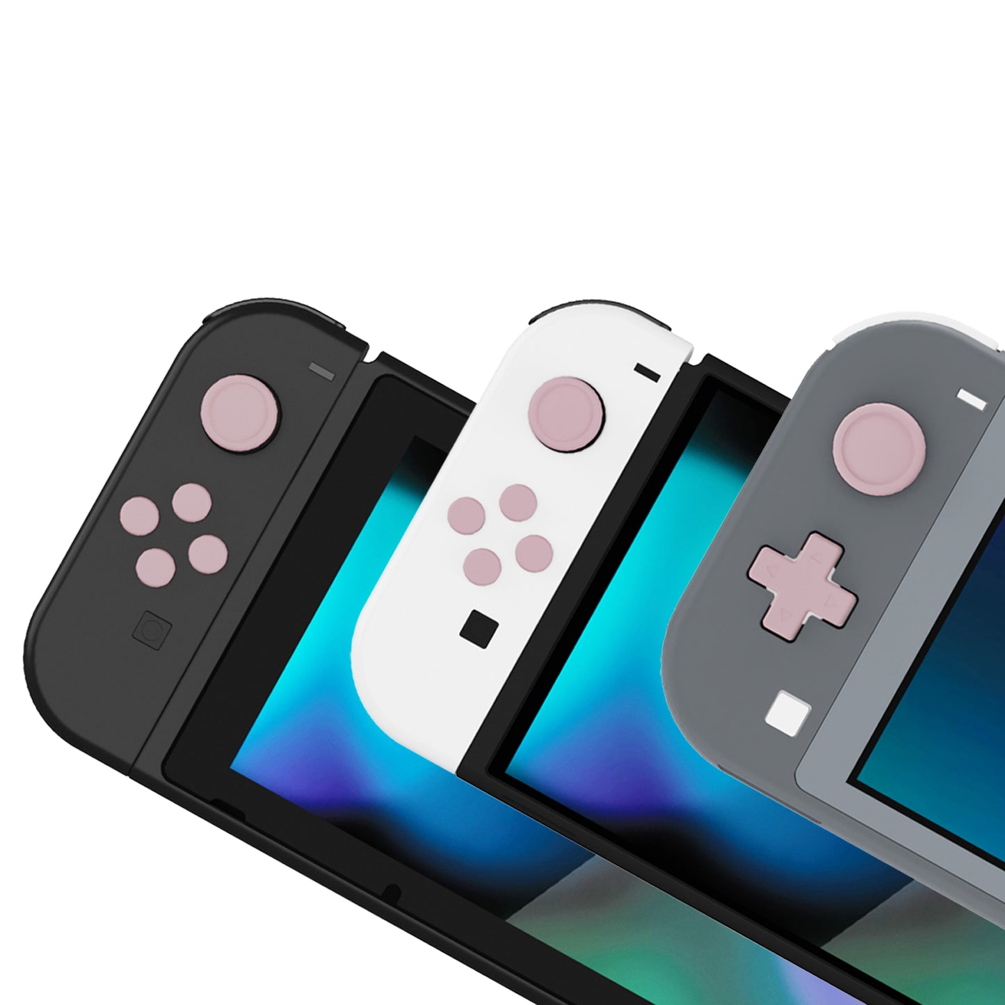 PlayVital シリコンボタンカバーやサムグリップセットSwitch/有機el/Switch Lite対応用、ABXY方向キーボタンキャップ、Switch Lite用 Dパッドボタンキャップ【ピンク】
