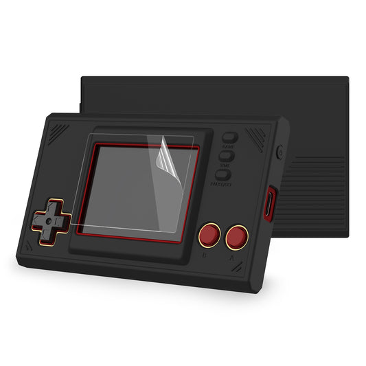 PlayVital シリコンカバー 保護ケース スキン 任天堂ゲーム&ウォッチ用:スーパーマリオブラザーズ スクリーンプロテクター2枚付き【ブラック】