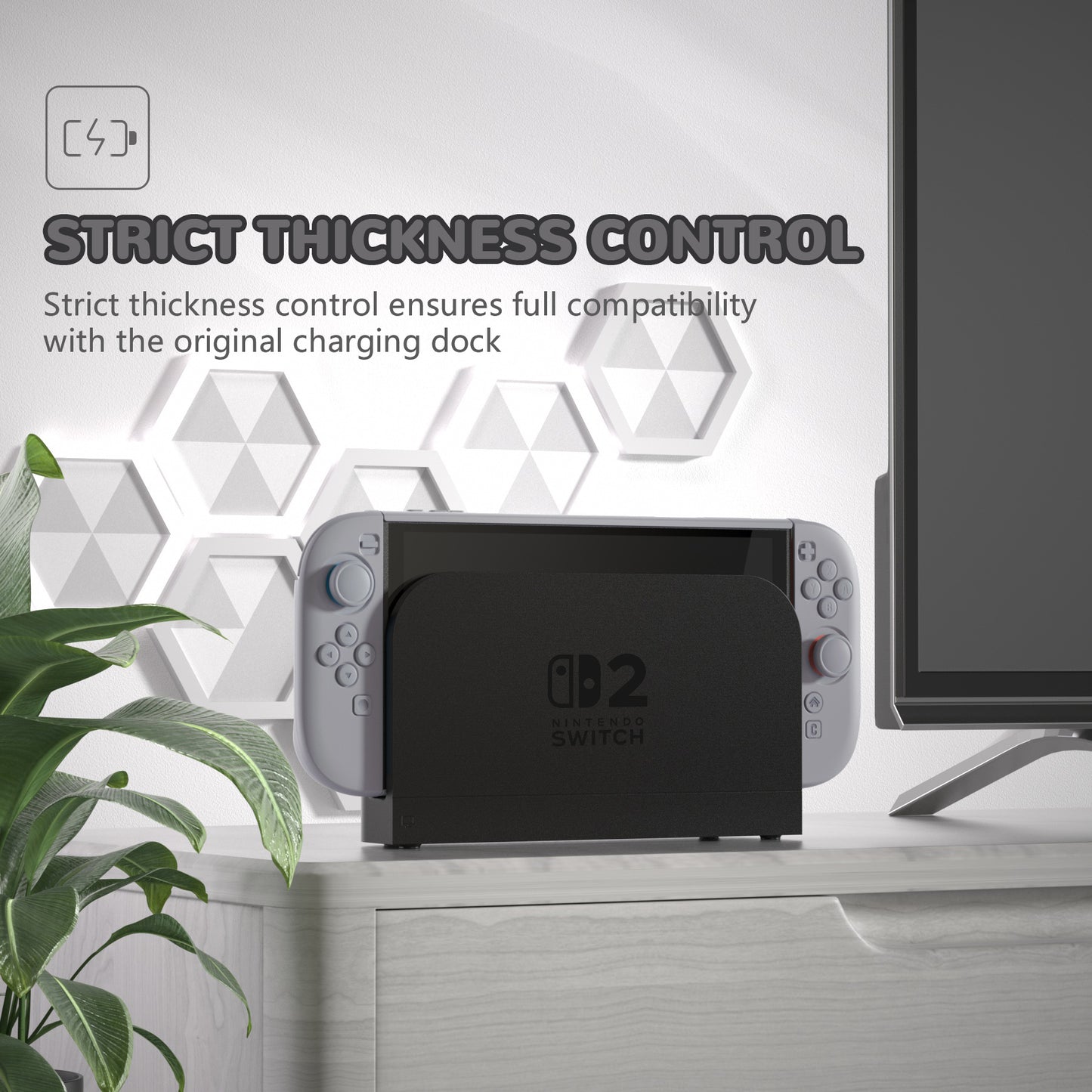 PlayVital Nintendo Switch 2(2025)対応ハードカバー 保護ケース 付けたままドックに対応 折りたたみ式スタンド&親指グリップ付き【グレー】