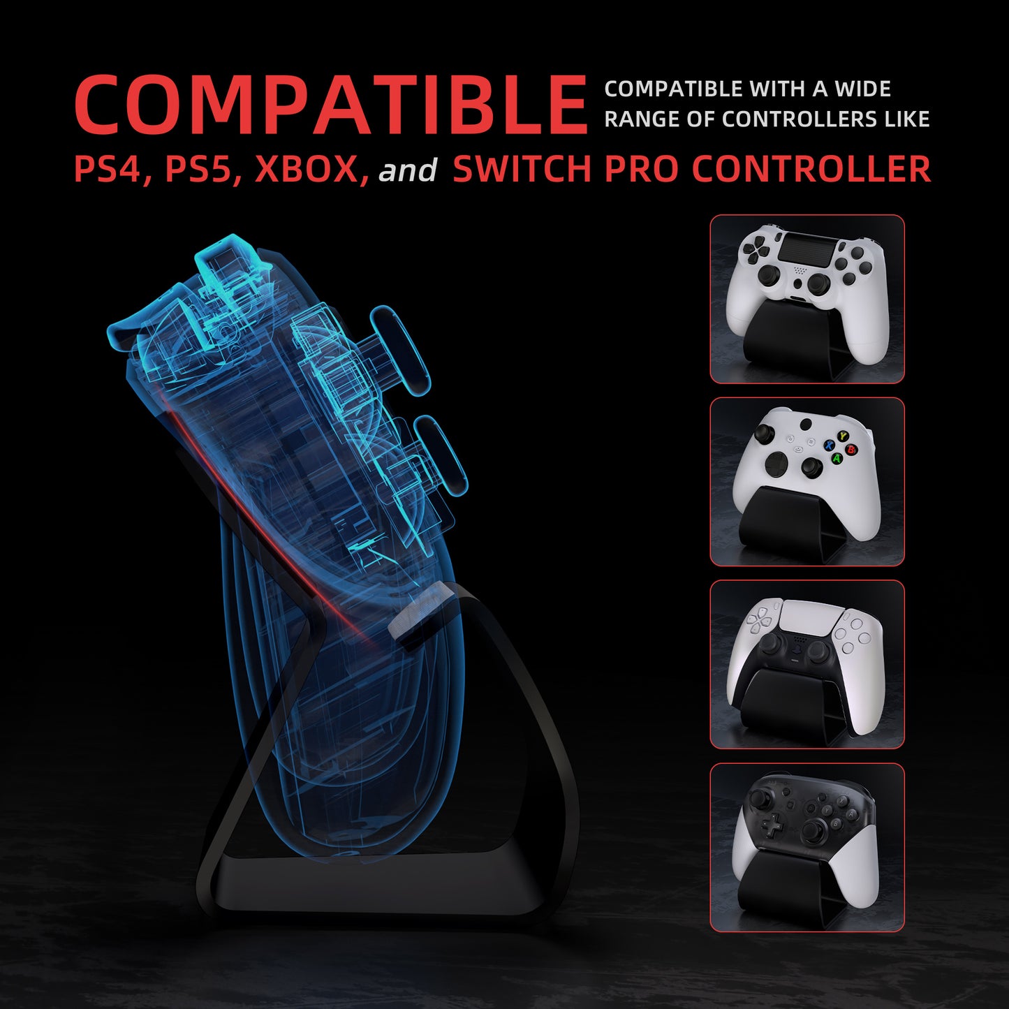 PlayVital 2セット Stand-AL ユニバーサルメタルゲームコントローラースタンドPS5 & PS4 & Xbox Series X/S & Xbox One & Switch Pro対応 アルミニウムメタルディスプレイゲームパッドホルダー 【ブラック】