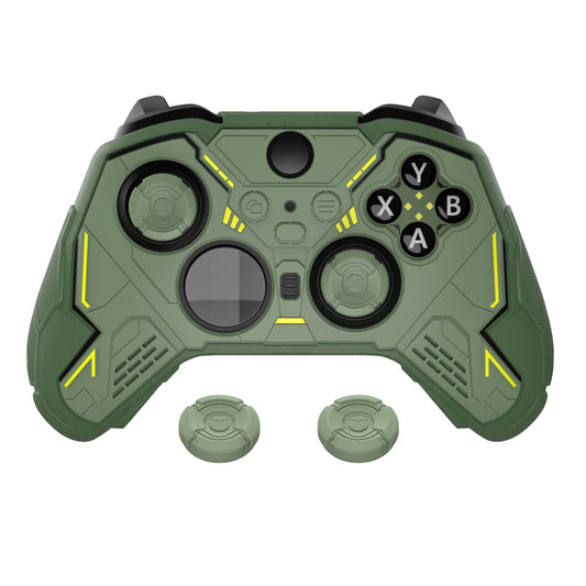 PlayVital Stellar Mecha シリコンカバー スキン&サムグリップ&ステッカー付き Xbox Elite Series 2 & Elite Series 2 Core コントローラー対応【アーミーグリーン&レーシンググリーン】
