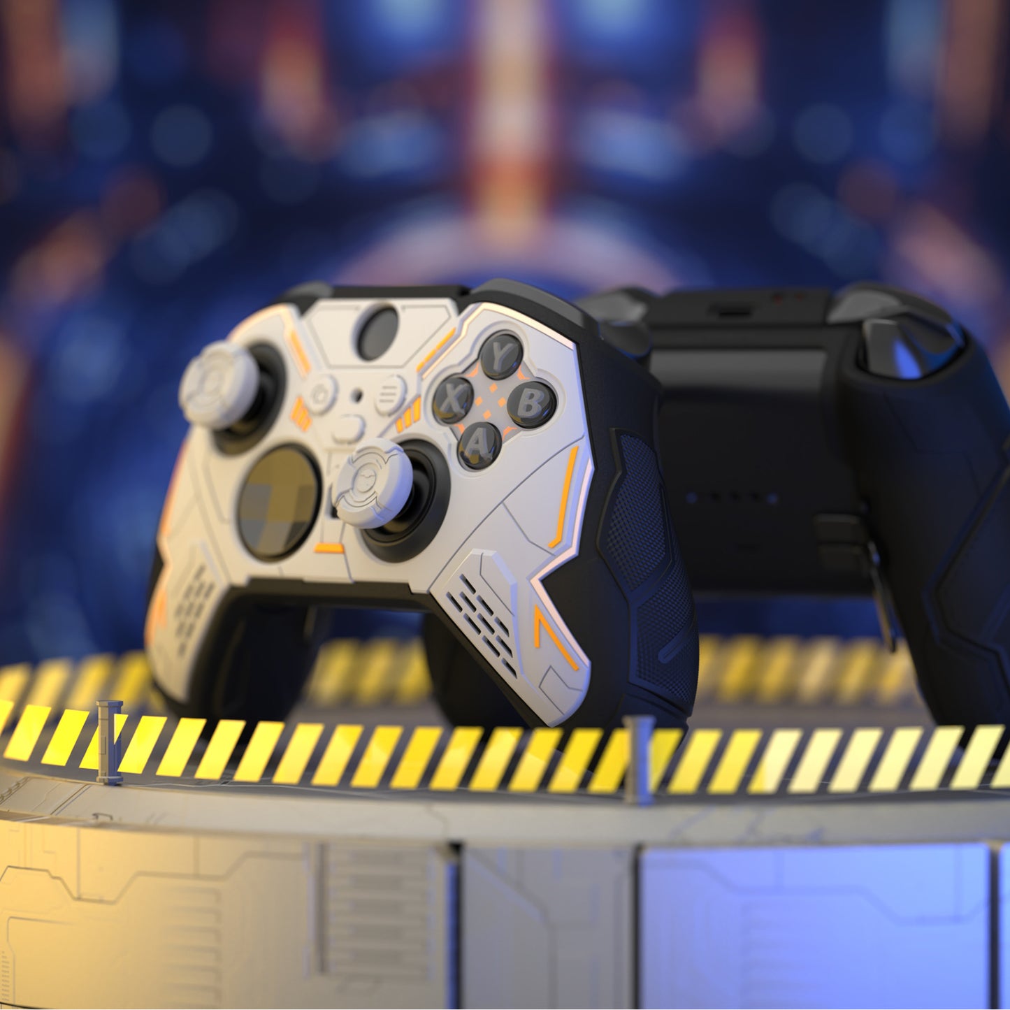 PlayVital Stellar Mecha シリコンカバー スキン&サムグリップ&ステッカー付き Xbox Elite Series 2 & Elite Series 2 Core コントローラー対応【グレー&ブラック】