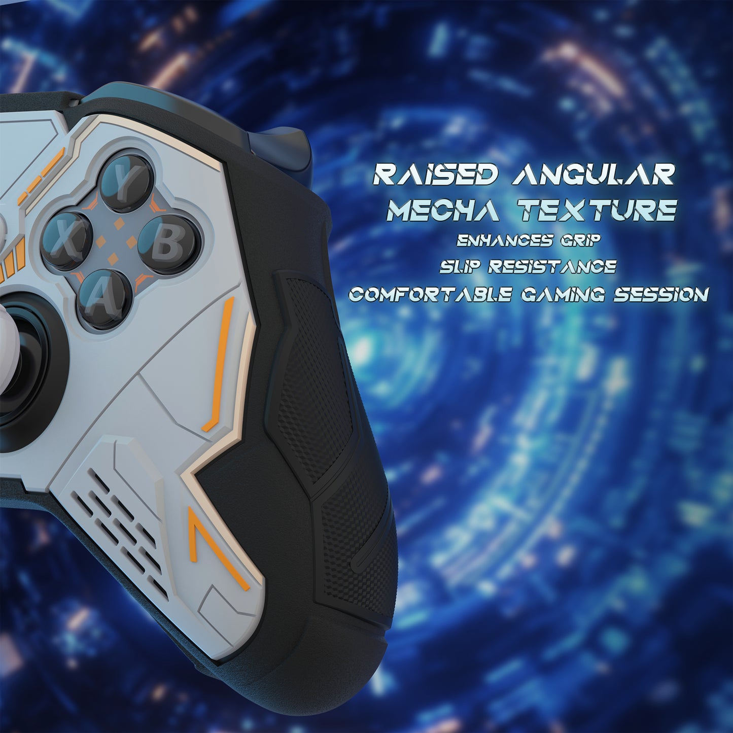 PlayVital Stellar Mecha シリコンカバー スキン&サムグリップ&ステッカー付き Xbox Elite Series 2 & Elite Series 2 Core コントローラー対応【グレー&ブラック】