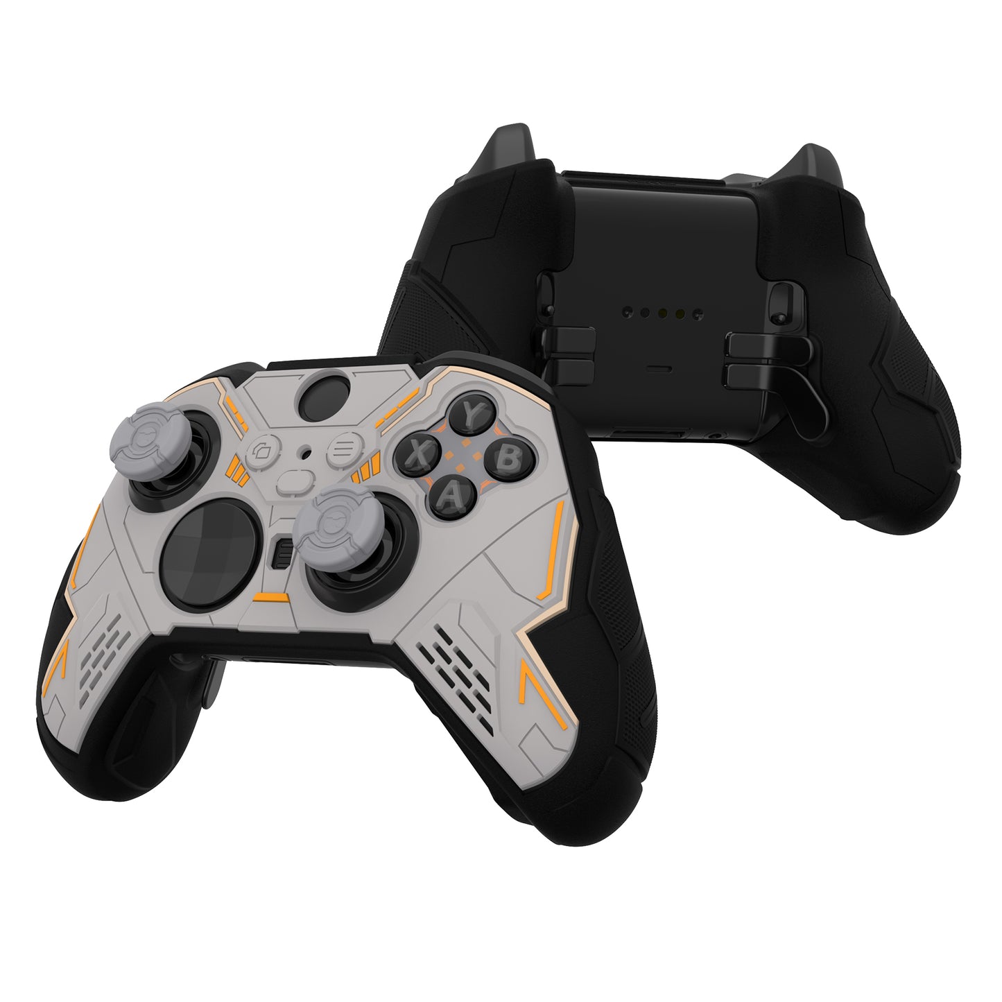 PlayVital Stellar Mecha シリコンカバー スキン&サムグリップ&ステッカー付き Xbox Elite Series 2 & Elite Series 2 Core コントローラー対応【グレー&ブラック】