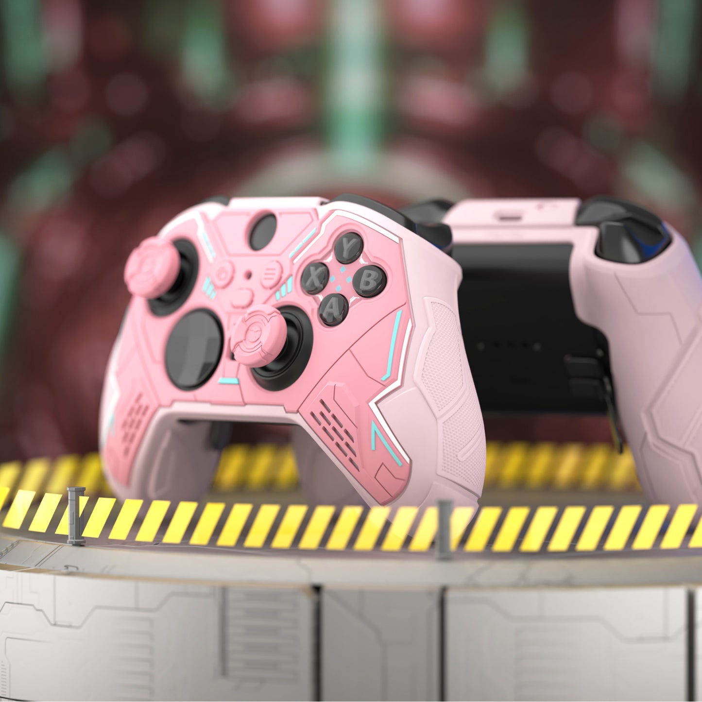 PlayVital Stellar Mecha シリコンカバー スキン&サムグリップ&ステッカー付き Xbox Elite Series 2 & Elite Series 2 Core コントローラー対応【ピーチピンク&ブロッサムピンク】
