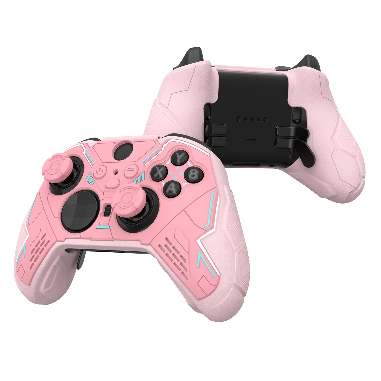 PlayVital Stellar Mecha シリコンカバー スキン&サムグリップ&ステッカー付き Xbox Elite Series 2 & Elite Series 2 Core コントローラー対応【ピーチピンク&ブロッサムピンク】