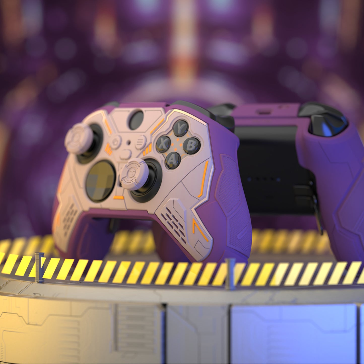 PlayVital Stellar Mecha シリコンカバー スキン&サムグリップ&ステッカー付き Xbox Elite Series 2 & Elite Series 2 Core コントローラー対応【ローズブラウン&パープル】
