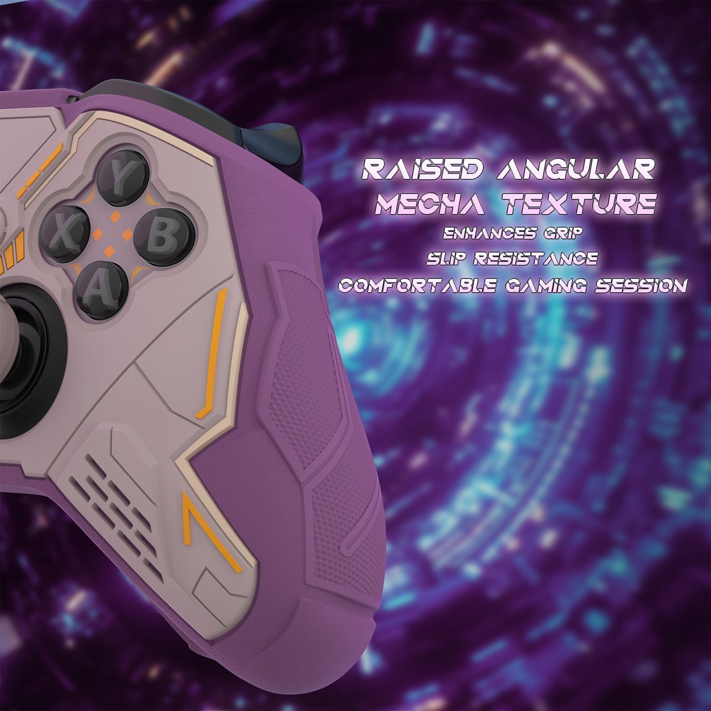 PlayVital Stellar Mecha シリコンカバー スキン&サムグリップ&ステッカー付き Xbox Elite Series 2 & Elite Series 2 Core コントローラー対応【ローズブラウン&パープル】