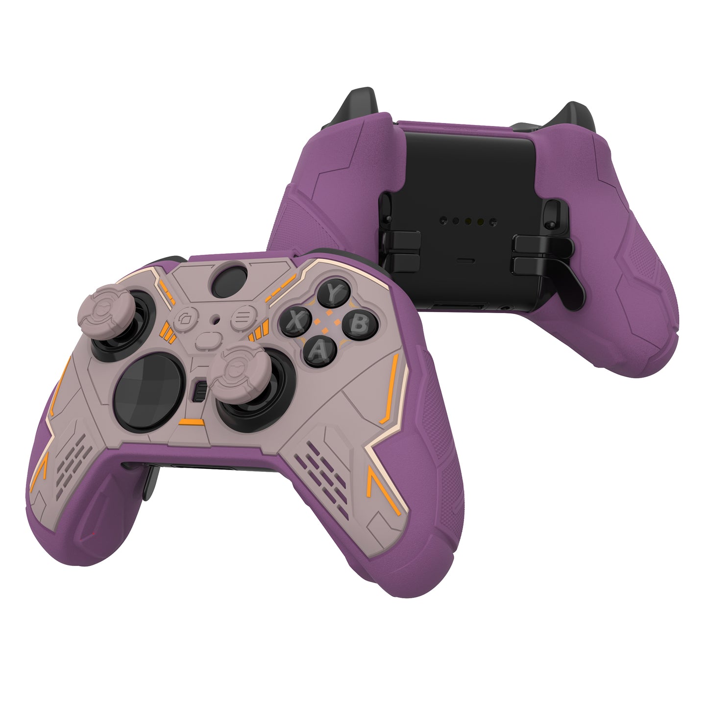 PlayVital Stellar Mecha シリコンカバー スキン&サムグリップ&ステッカー付き Xbox Elite Series 2 & Elite Series 2 Core コントローラー対応【ローズブラウン&パープル】