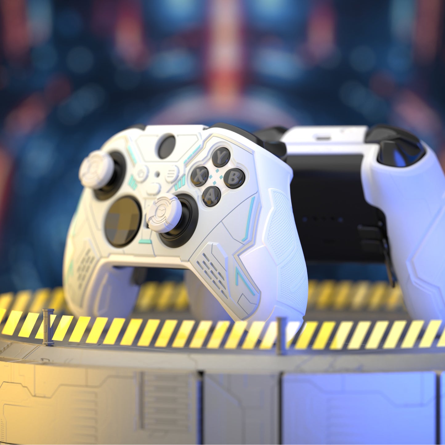 PlayVital Stellar Mecha シリコンカバー スキン&サムグリップ&ステッカー付き Xbox Elite Series 2 & Elite Series 2 Core コントローラー対応【ウォームホワイト&スノーホワイト】