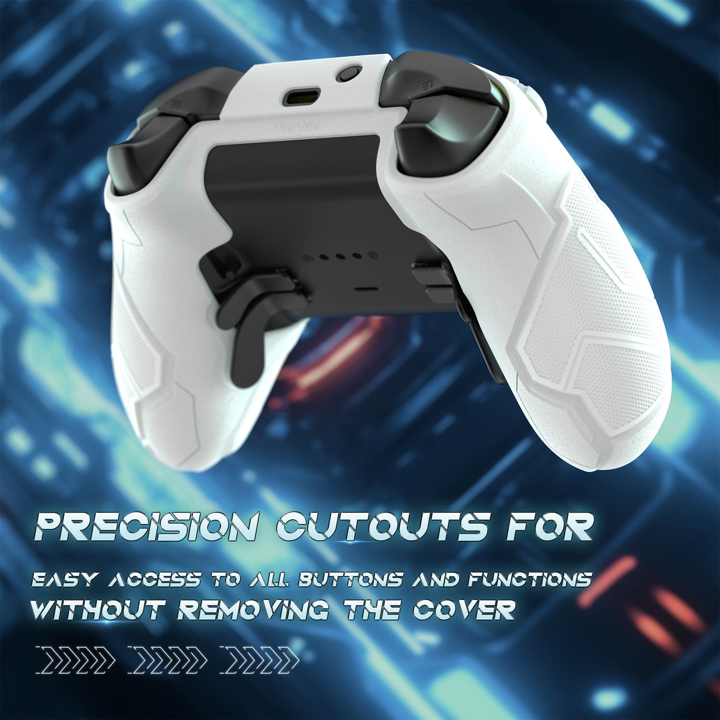 PlayVital Stellar Mecha シリコンカバー スキン&サムグリップ&ステッカー付き Xbox Elite Series 2 & Elite Series 2 Core コントローラー対応【ウォームホワイト&スノーホワイト】