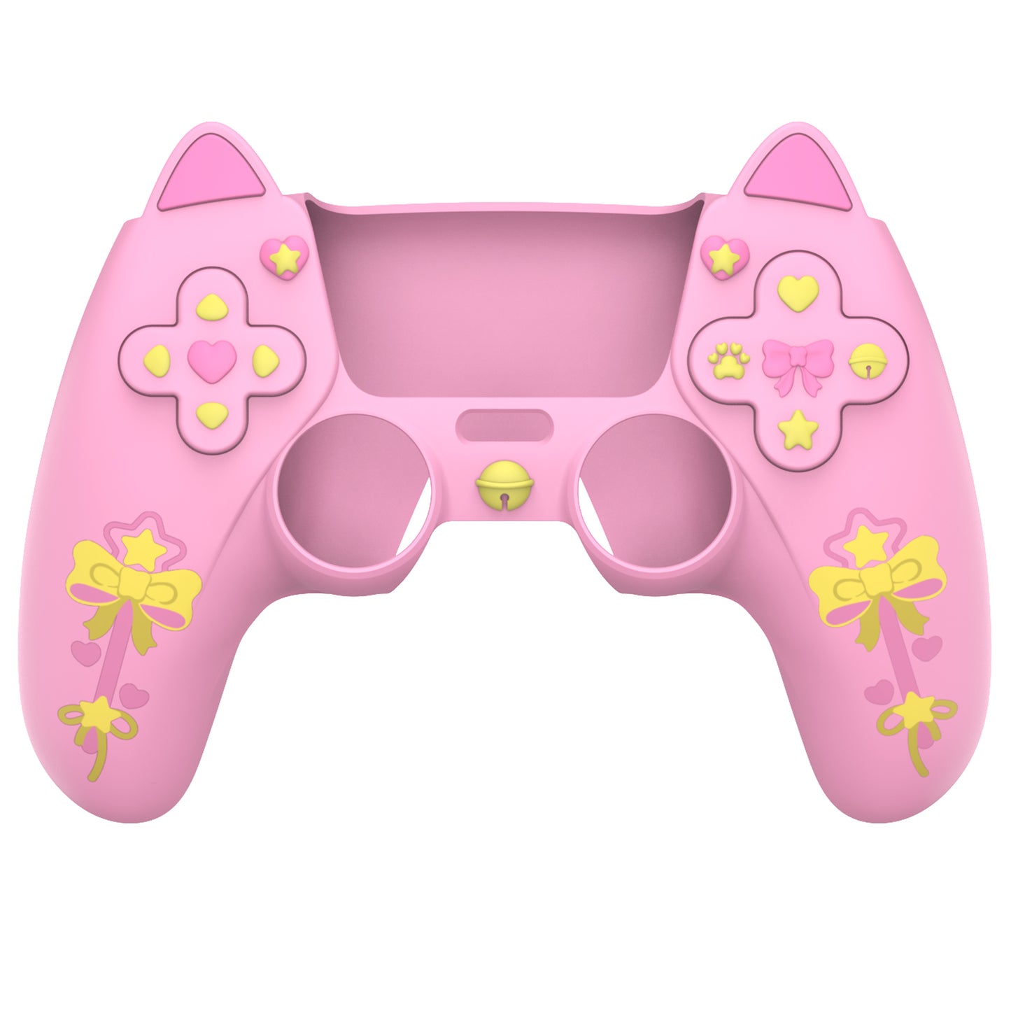 PlayVital Sweetheart Kitty ps5コントローラー対応用シリコン保護カバー、ジョイスティックキャップやステッカー付属、滑り止めグリップは公式の充電ドックにも適用【ピンク】