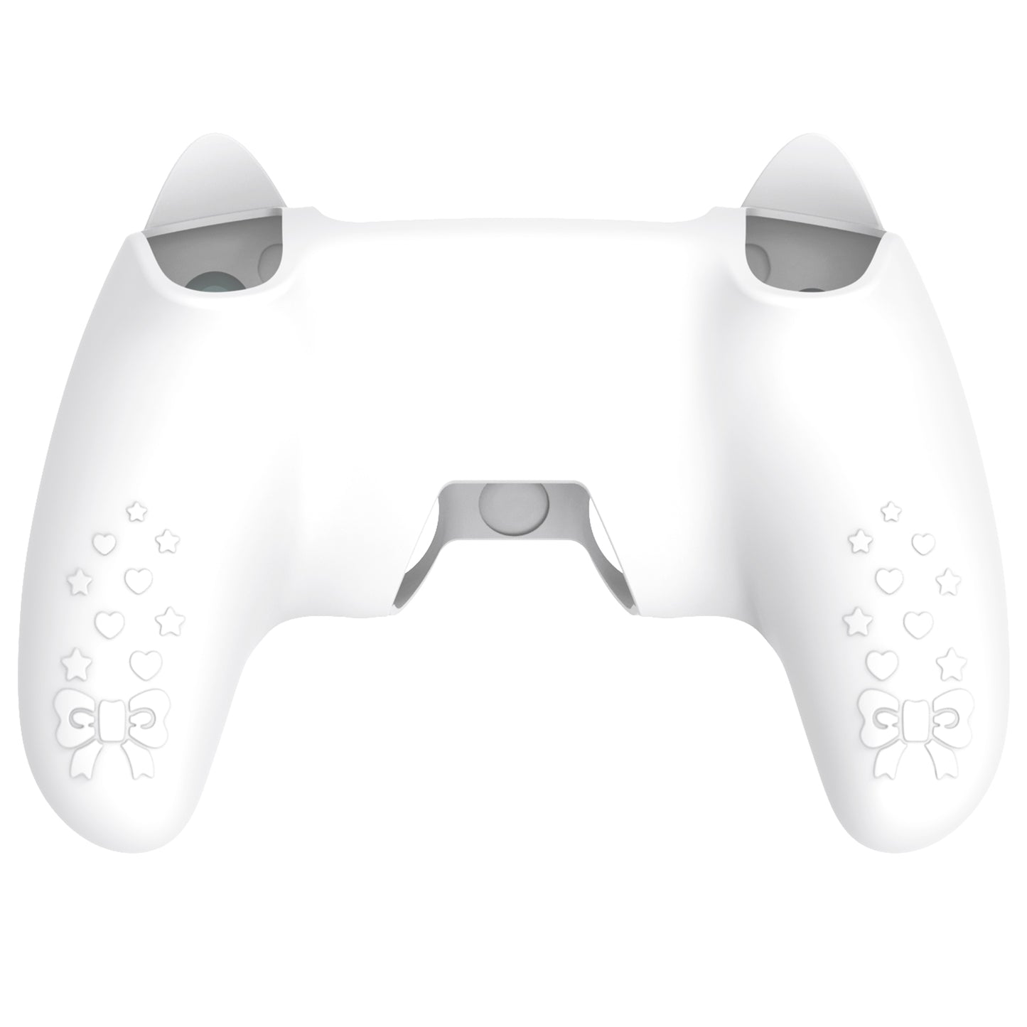 PlayVital Sweetheart Kitty ps5コントローラー対応用シリコン保護カバー、ジョイスティックキャップやステッカー付属、滑り止めグリップは公式の充電ドックにも適用【ホワイト】