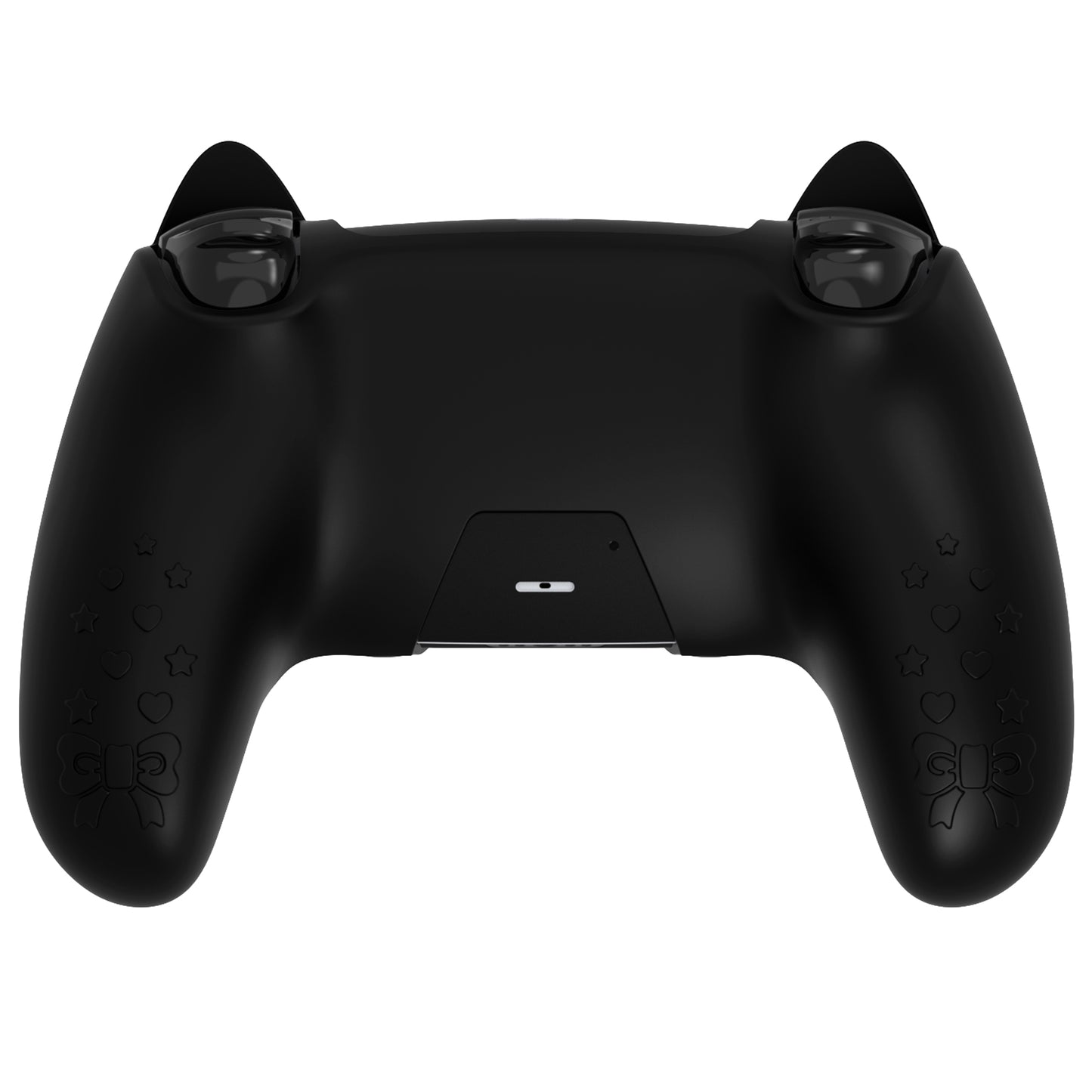PlayVital Sweetheart Kitty ps5コントローラー対応用シリコン保護カバー、ジョイスティックキャップやステッカー付属、滑り止めグリップは公式の充電ドックにも適用【ブラック】