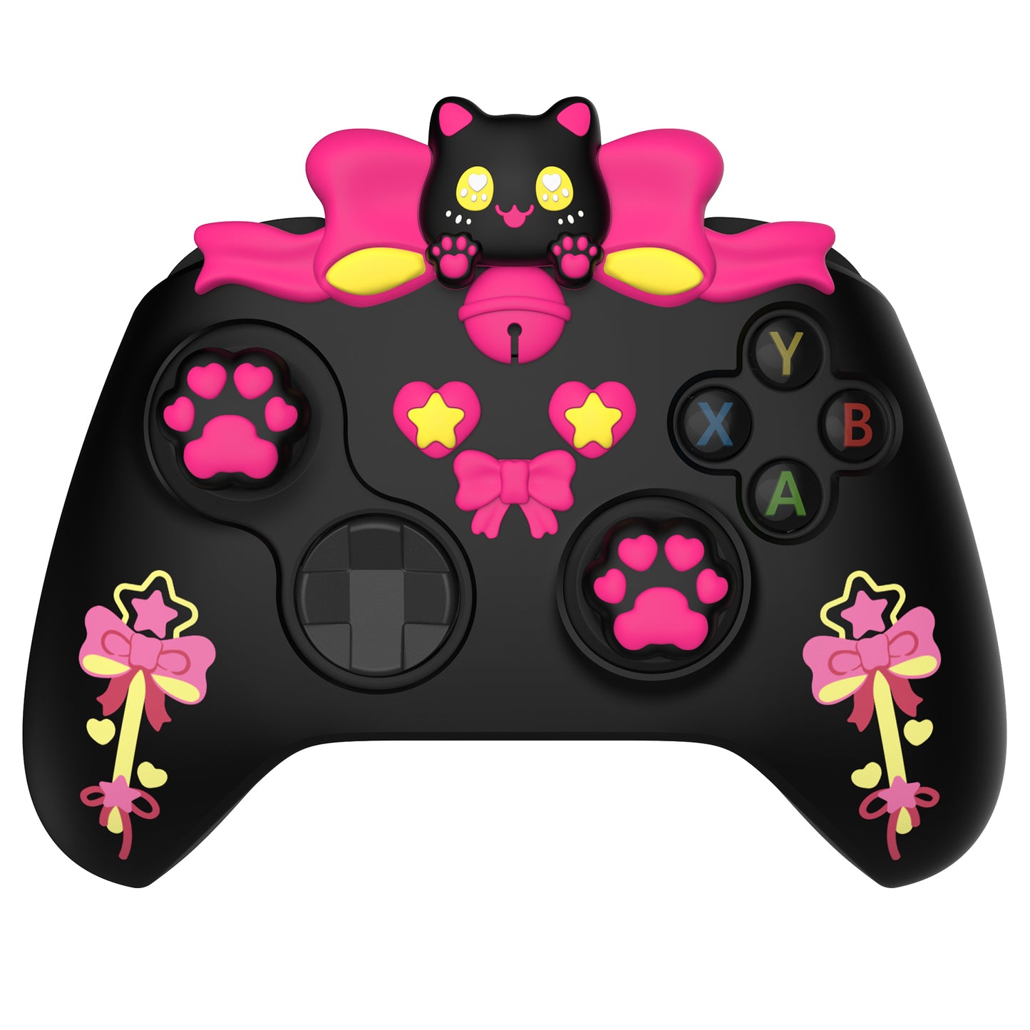 PlayVital スウィートハートキティシリーズ シリコンカバー(サムグリップとステッカー付き) Xbox Series X/S コントローラーおよび Xbox Core ワイヤレスコントローラー用 【ブラック】