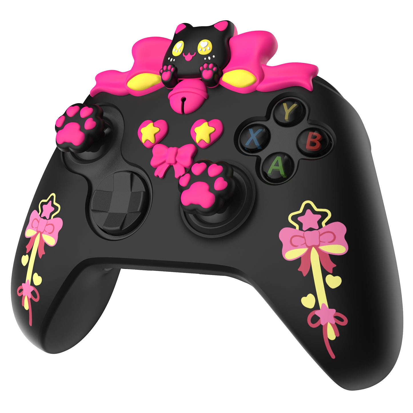 PlayVital スウィートハートキティシリーズ シリコンカバー(サムグリップとステッカー付き) Xbox Series X/S コントローラーおよび Xbox Core ワイヤレスコントローラー用 【ブラック】