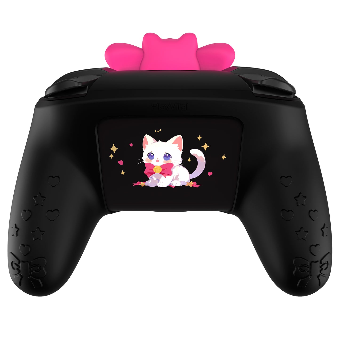 PlayVital スウィートハートキティシリーズ シリコンスキンプロテクティブケース(ジョイスティックグリップ付き) Nintendo Switch Pro コントローラー用【ブラック】