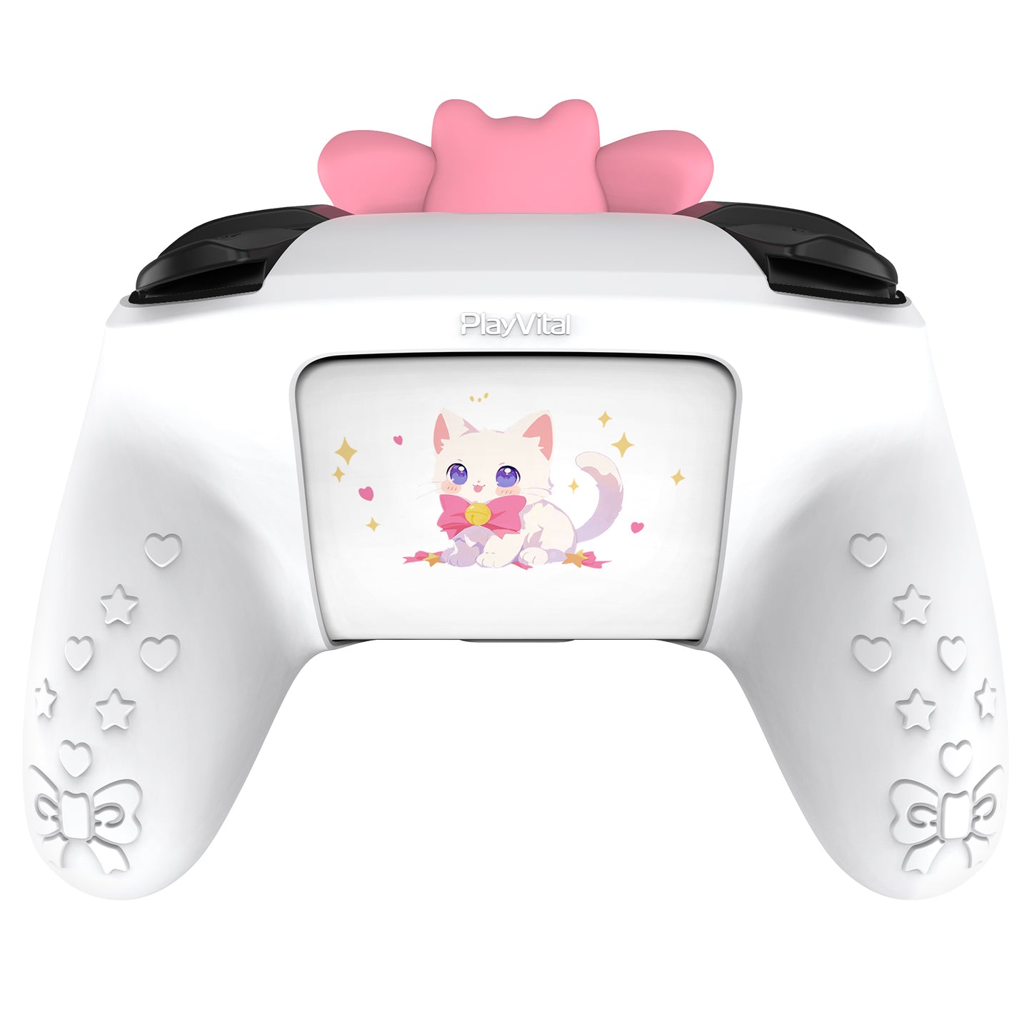 PlayVital スウィートハートキティシリーズ シリコンスキンプロテクティブケース(ジョイスティックグリップ付き) Nintendo Switch Pro コントローラー用【ホワイト】