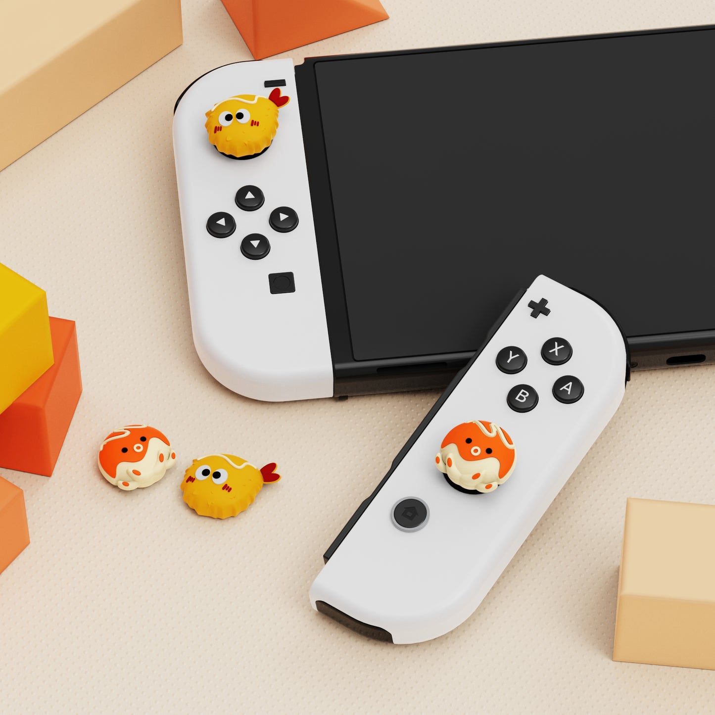 PlayVital かわいい親指グリップキャップ Nintendo Switch & 有機el & Switch Lite用【天ぷらやタコ焼き】