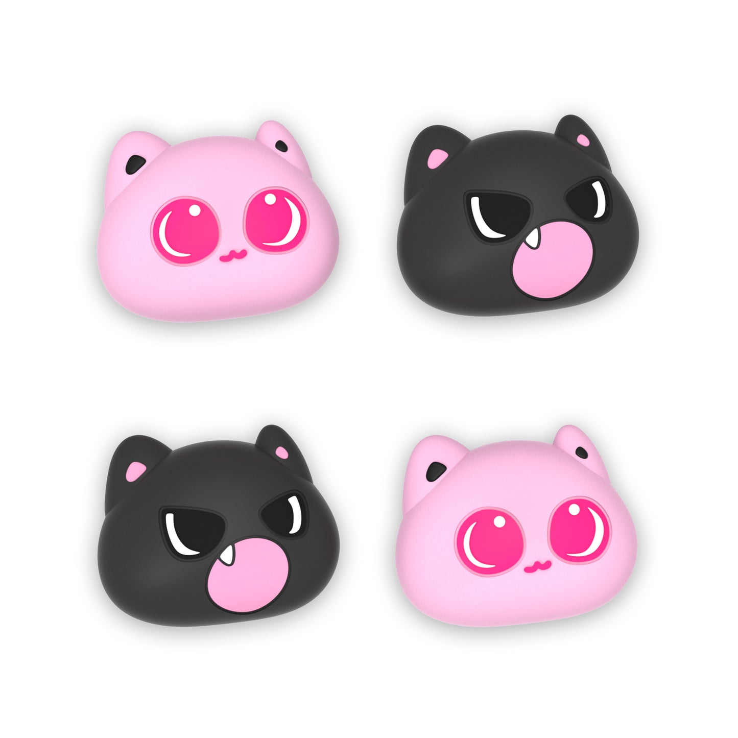 PlayVital 親指クッションキャップ かわいい親指グリップキャップ Nintendo Switch & 有機el & Switch Lite用【ブラック&ピンク猫】
