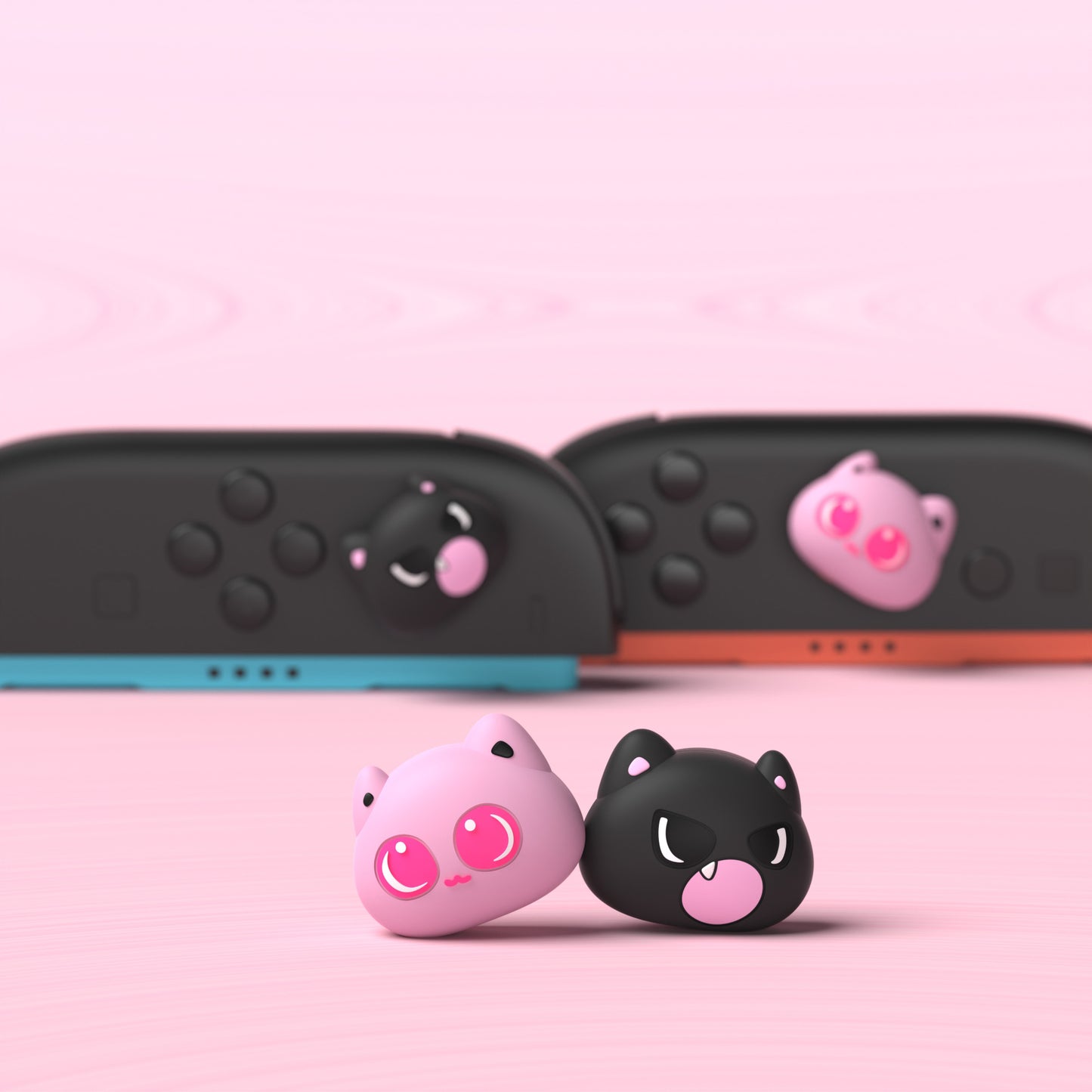 PlayVital 親指クッションキャップ サムグリップ (4個セット) Switch 2 用 疲労軽減デザイン 可愛いシリコン製ジョイスティックグリップカバー Nintendo Switch 2 Joy-Con 用【PP & VV 子猫デザイン】