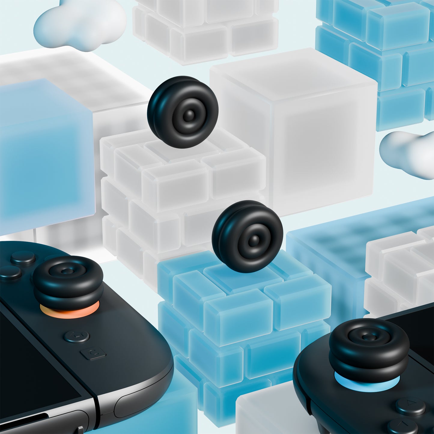 PlayVital Nintendo Switch 2(2025)対応 親指クッションキャップ 親指グリップカバー Joycon 2対応 アナログスティックカバー アクセサリー【ブラック】