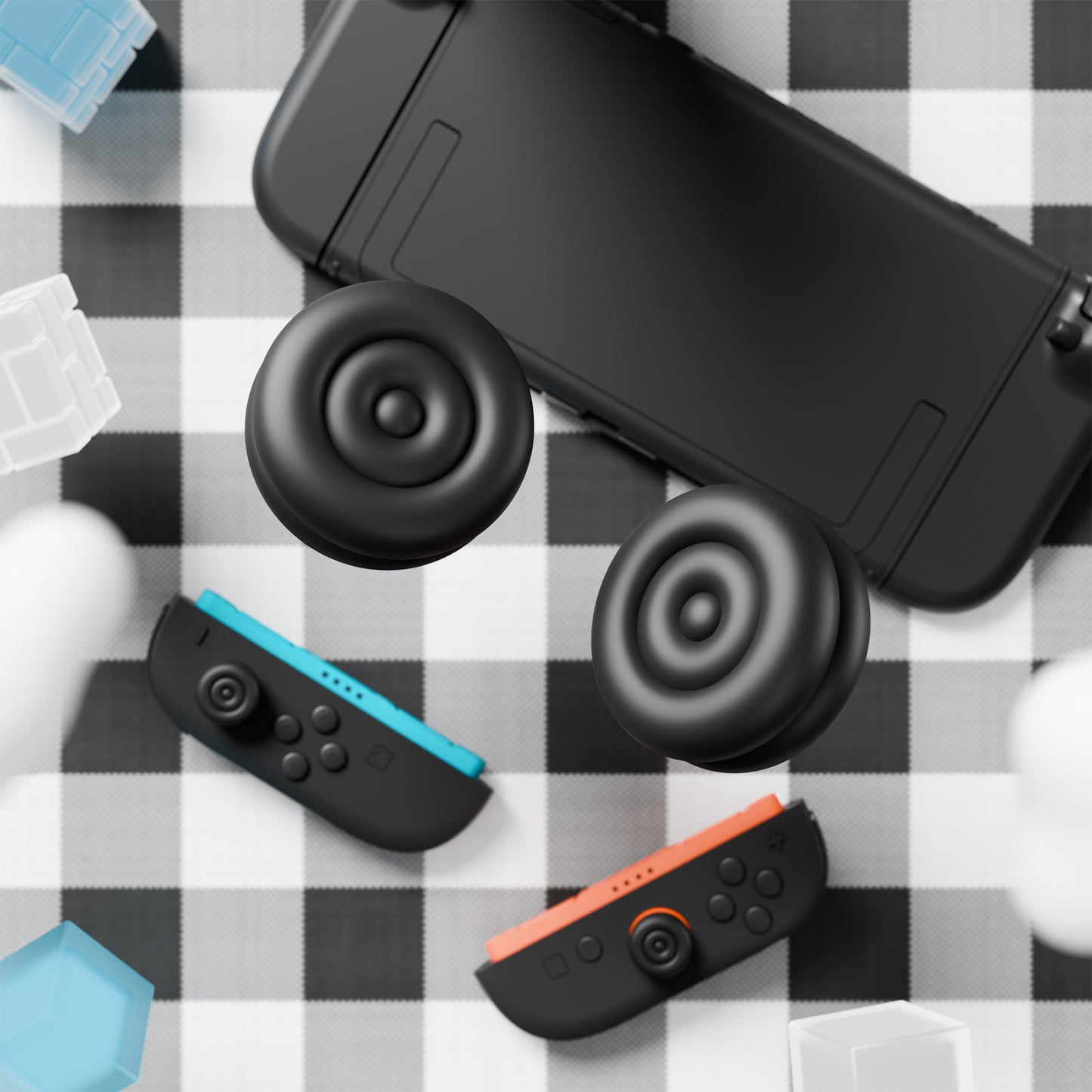 PlayVital Nintendo Switch 2(2025)対応 親指クッションキャップ 親指グリップカバー Joycon 2対応 アナログスティックカバー アクセサリー【ブラック】