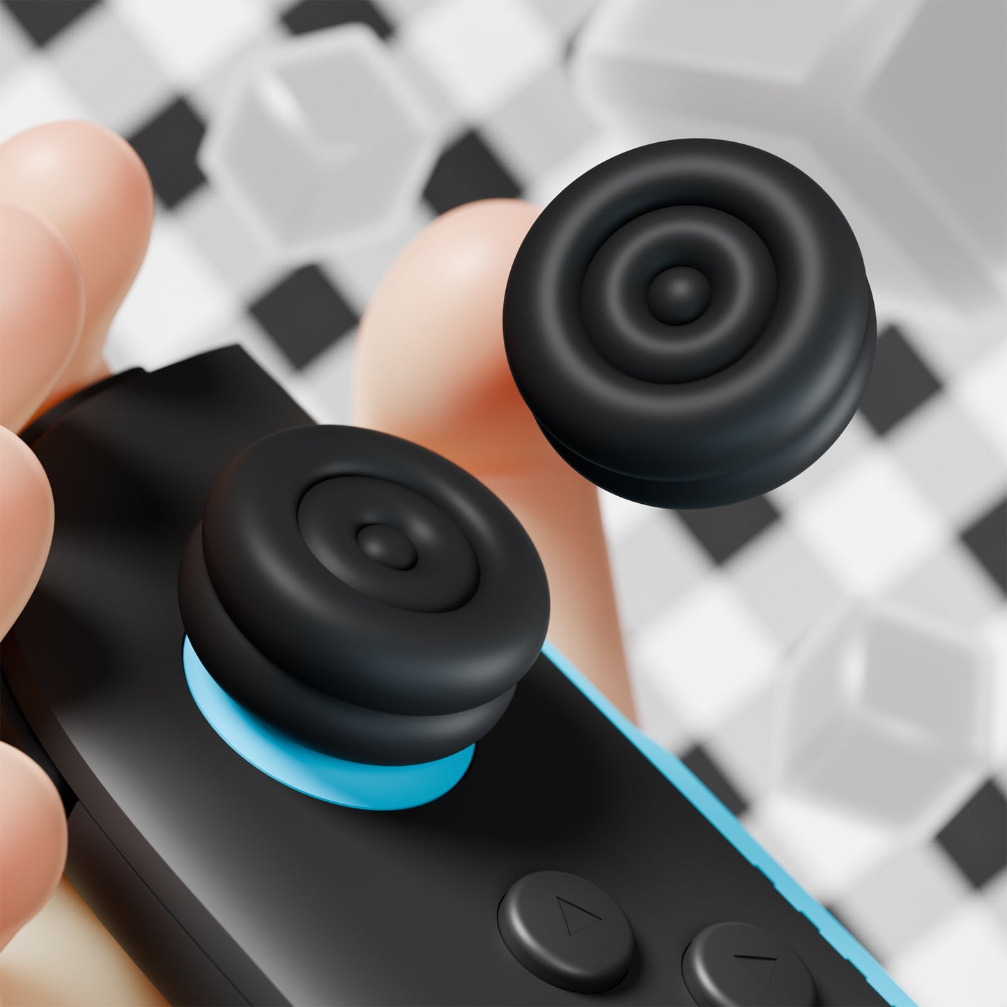 PlayVital Nintendo Switch 2(2025)対応 親指クッションキャップ 親指グリップカバー Joycon 2対応 アナログスティックカバー アクセサリー【ブラック】
