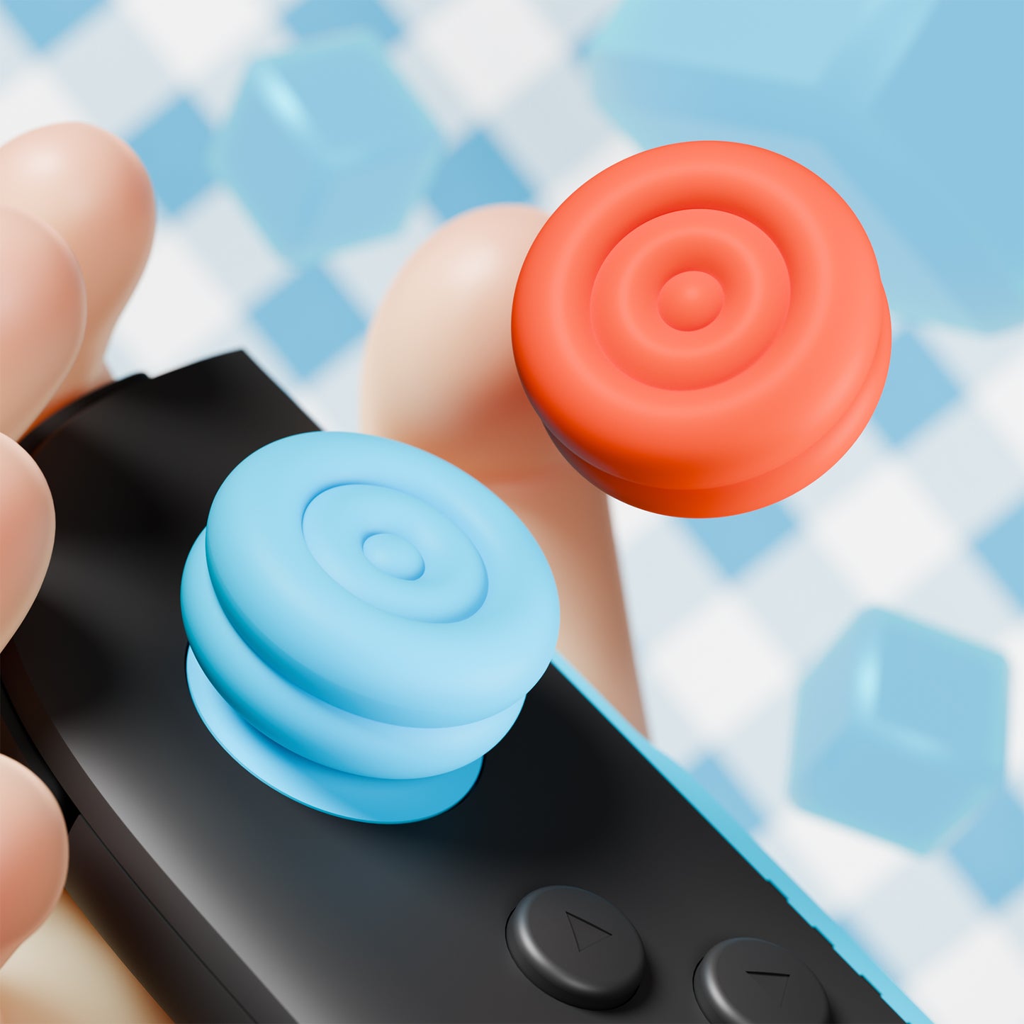 PlayVital Nintendo Switch 2(2025)対応 親指クッションキャップ 親指グリップカバー Joycon 2対応 アナログスティックカバー アクセサリー【ブルー & オレンジ】
