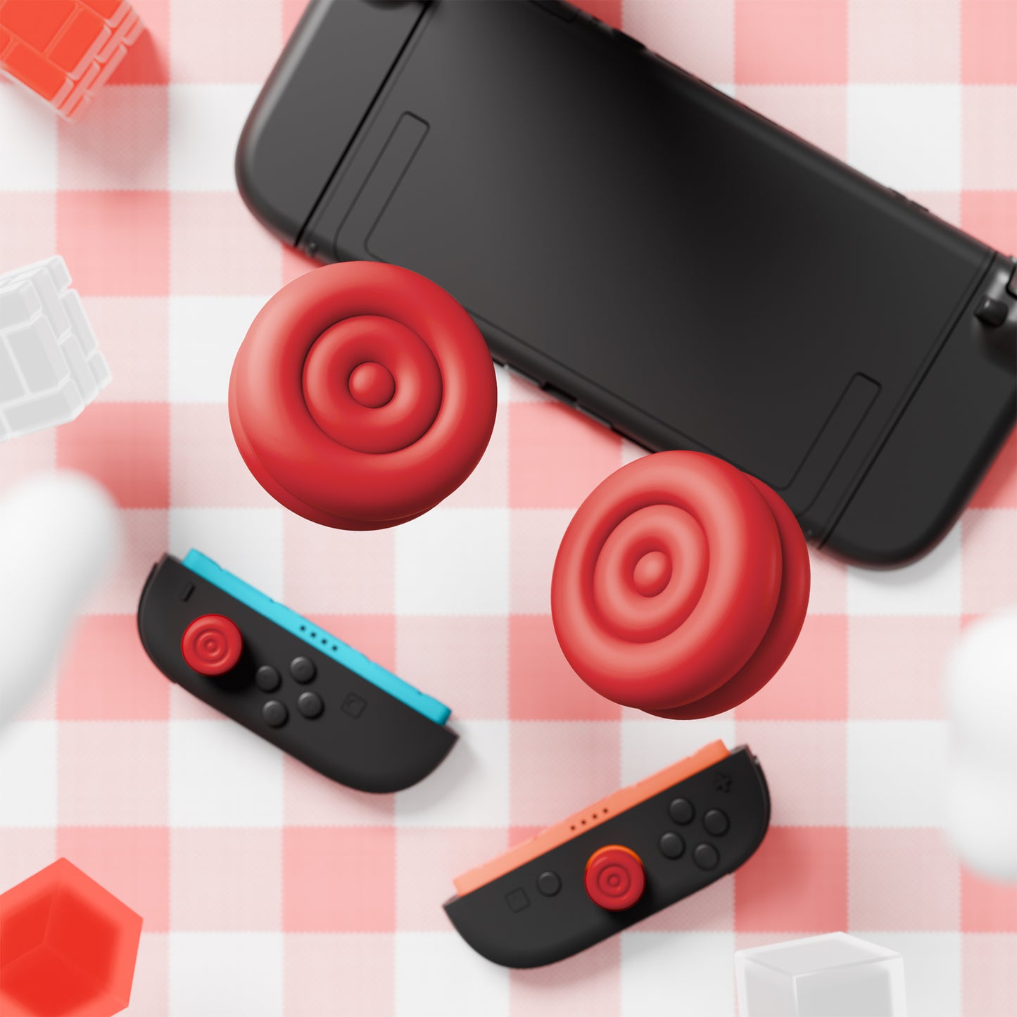 PlayVital Nintendo Switch 2(2025)対応 親指クッションキャップ 親指グリップカバー Joycon 2対応 アナログスティックカバー アクセサリー【レッド】