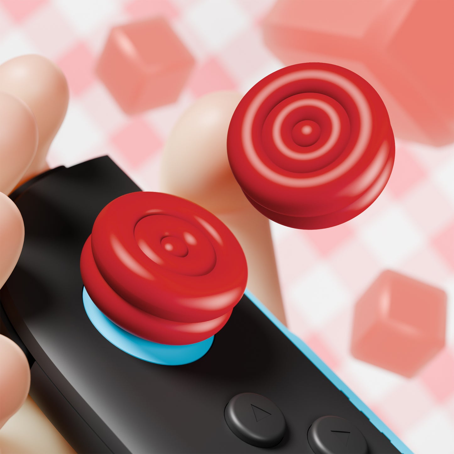 PlayVital Nintendo Switch 2(2025)対応 親指クッションキャップ 親指グリップカバー Joycon 2対応 アナログスティックカバー アクセサリー【レッド】
