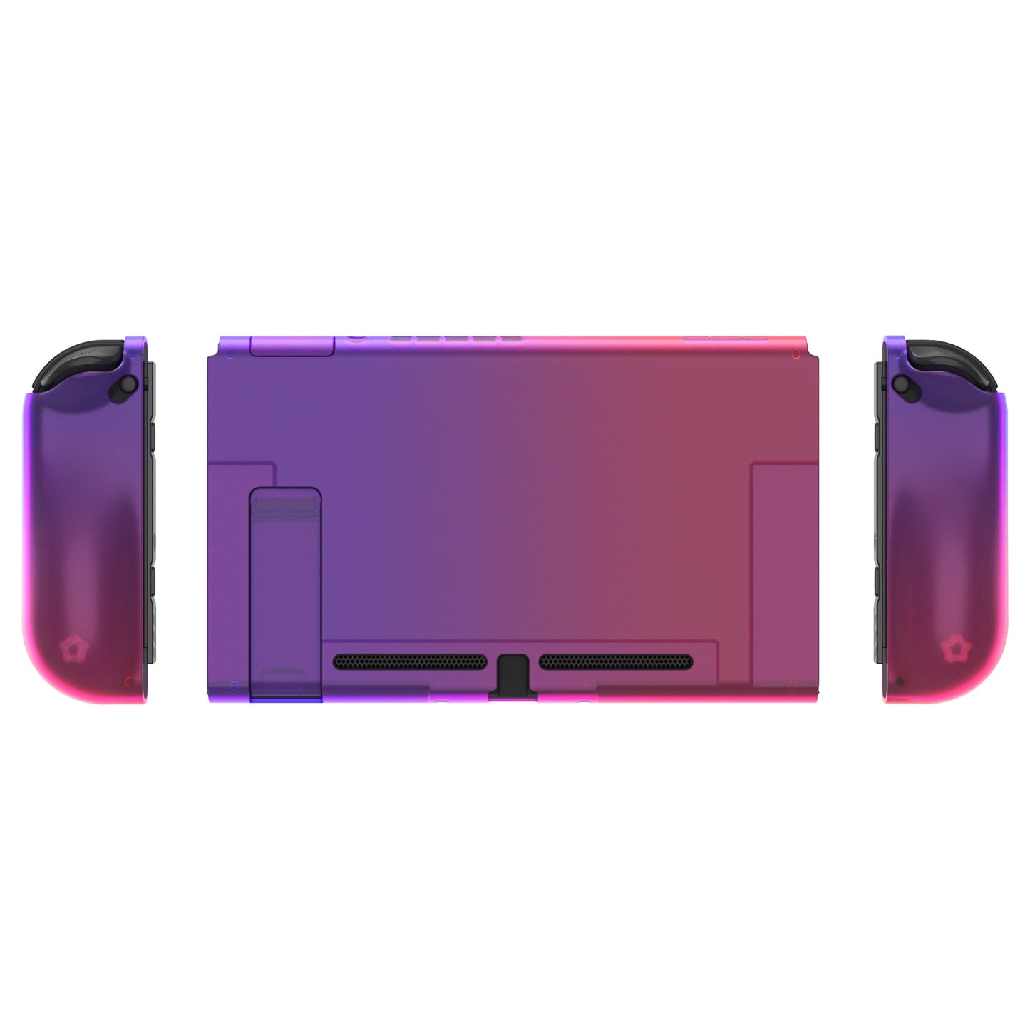 PlayVital UPGRADED Dockable Hard Shell Protective Case for NS Switch - Clear Atomic Purple Rose Red - ANSP3008 PlayVital