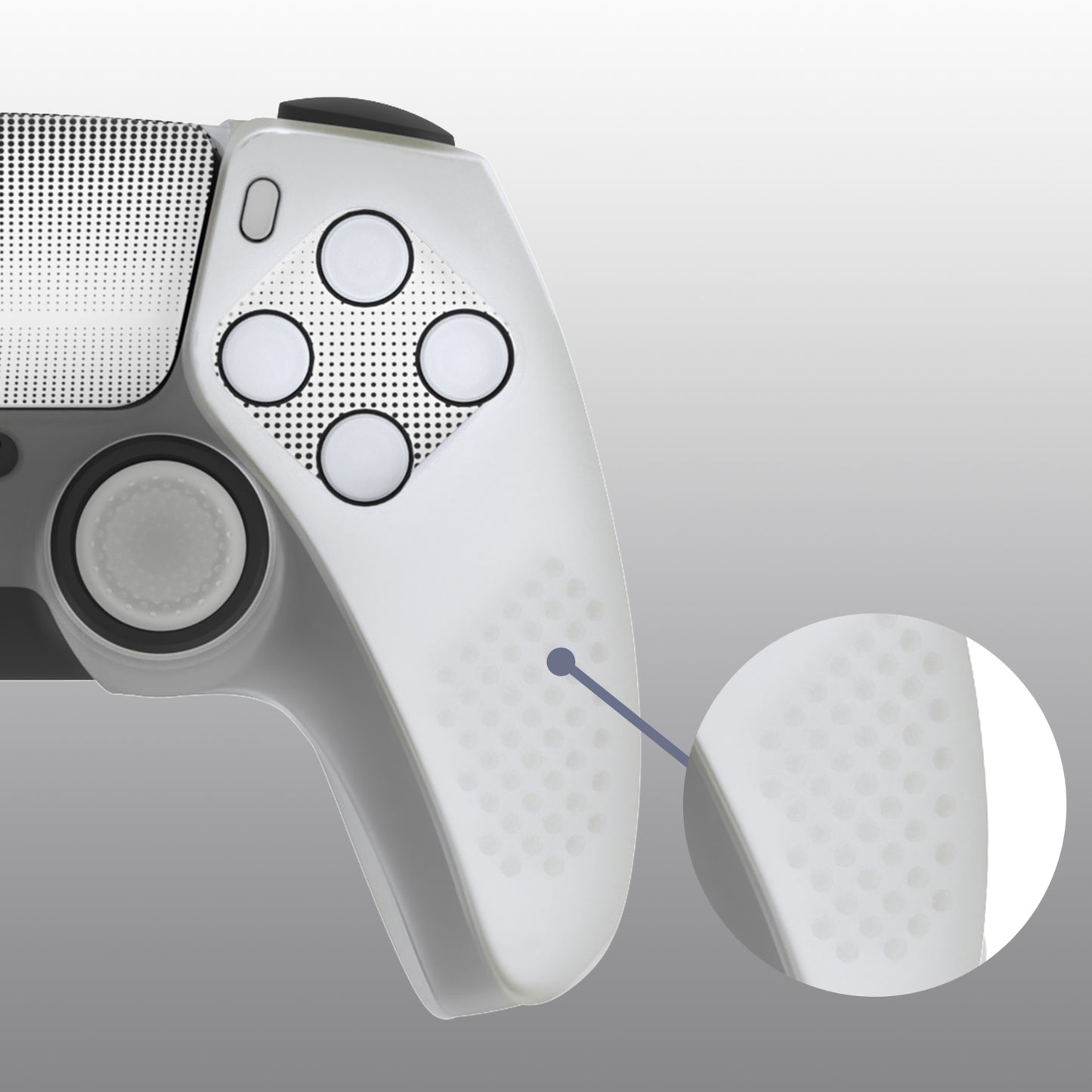PlayVital アップグレード版 3Dスタッズエディション 防滑シリコンカバー スキン (6つのサムグリップ & 2枚のステッカー付き) - PS5 コントローラー用、充電ドック対応【グリーン(グローインダーク)】