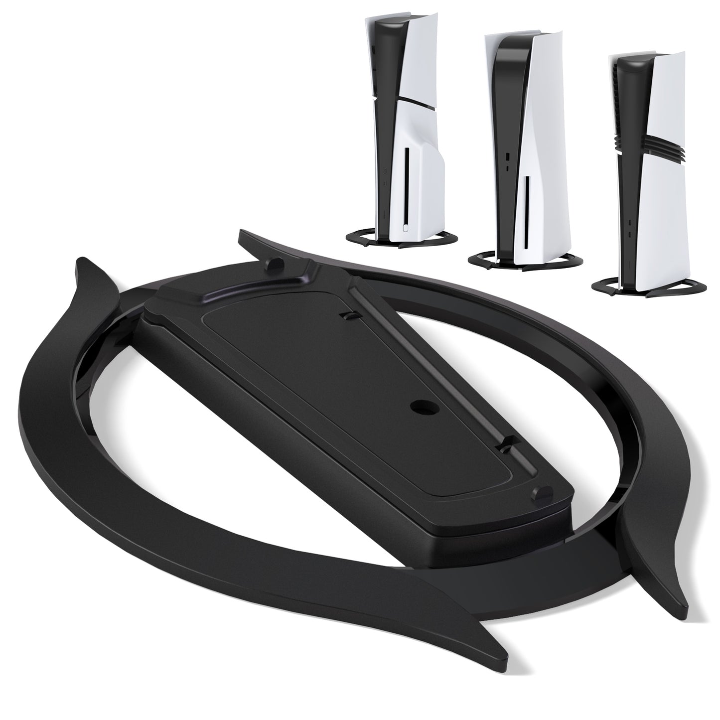 PlayVital 縦置きスタンド 滑り止めパッド付き PS5/Slim/Pro/Standard コンソール ディスク&デジタル対応 省スペース設計 ホルダーベース アクセサリー【ブラック】