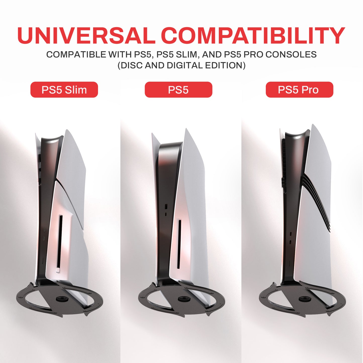 PlayVital 縦置きスタンド 滑り止めパッド付き PS5/Slim/Pro/Standard コンソール ディスク&デジタル対応 省スペース設計 ホルダーベース アクセサリー【ブラック】